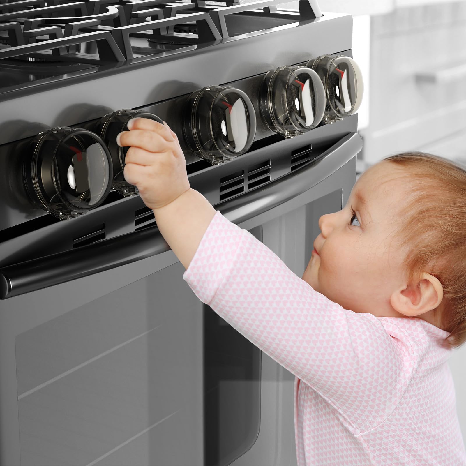 6Pcs Clear View Stove Knob Covers - Universal Gas & Electric Oven Knob Protectors (6x6x4cm) for Child Safety in Kitchen - Perfect for Homes with Toddlers & Pets