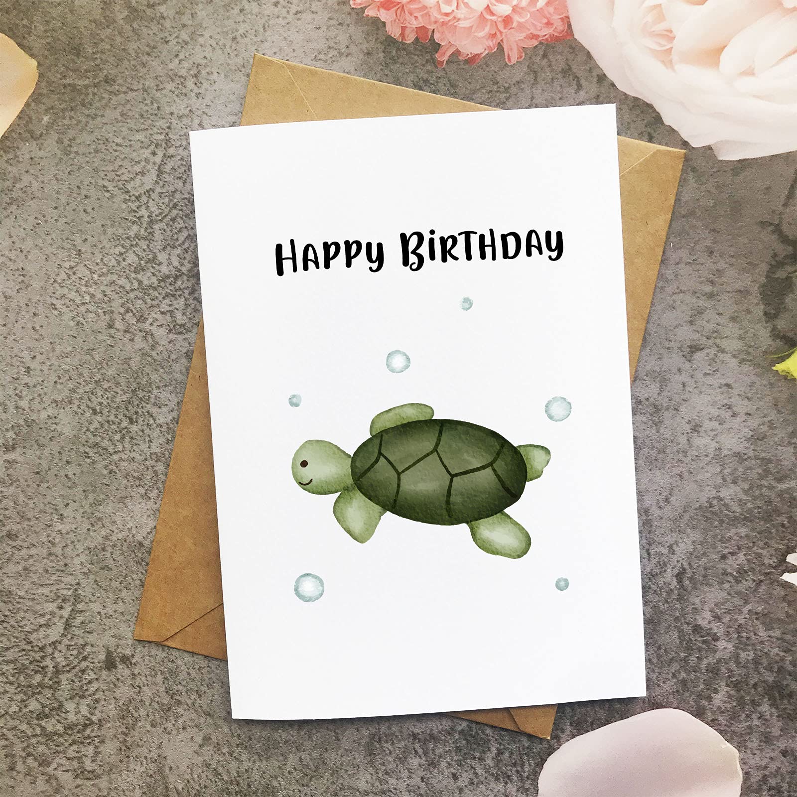 Turtle Birthday Card for Men, Women, Kids - Sea Animal Greeting Card for Parties