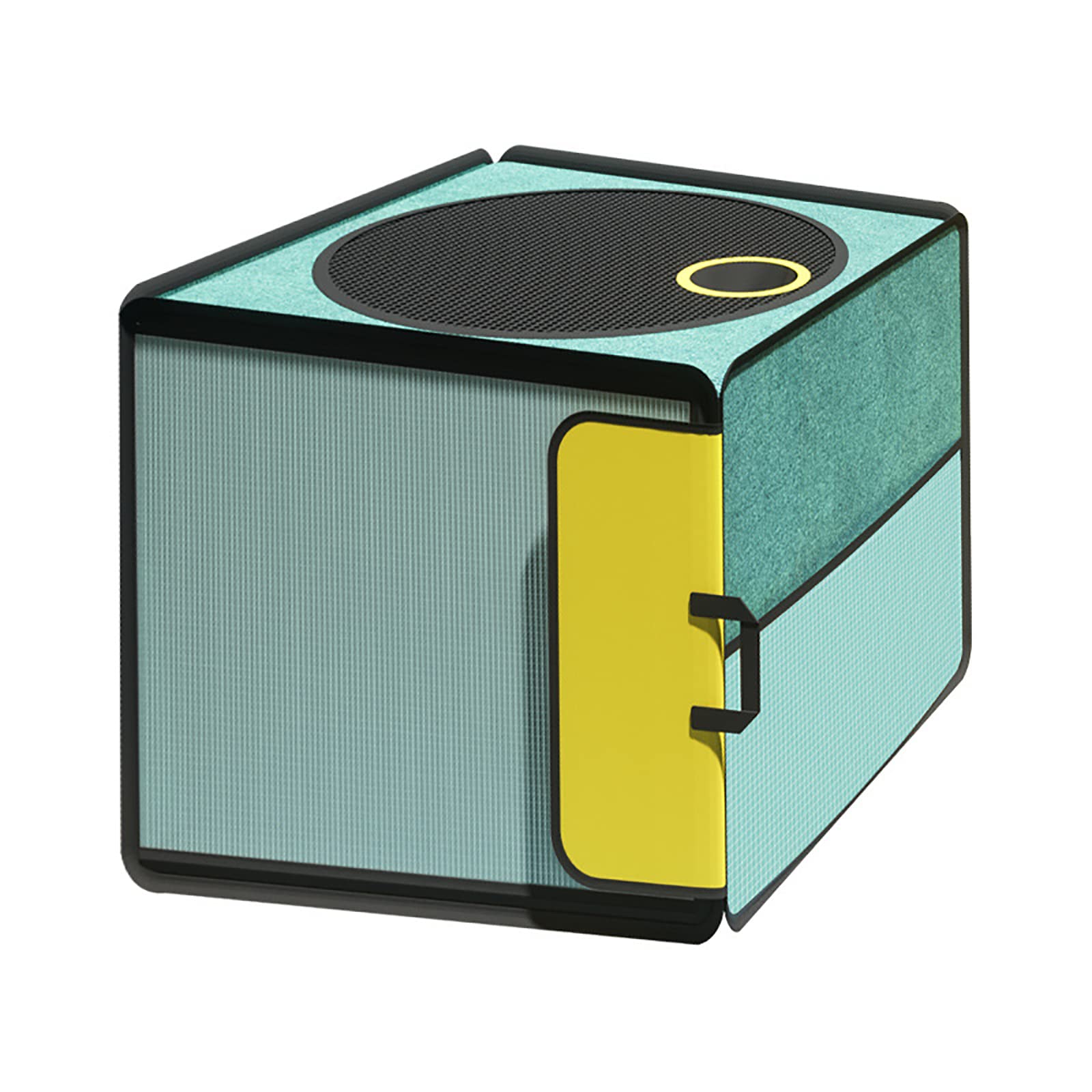 Portable Folding Pet Hair Drying Box - Travel-Friendly Dog & Cat Grooming Cage for Small to Medium Pets (Cyan/Yellow) | Perfect for Home Grooming, Travel & Vet Visits
