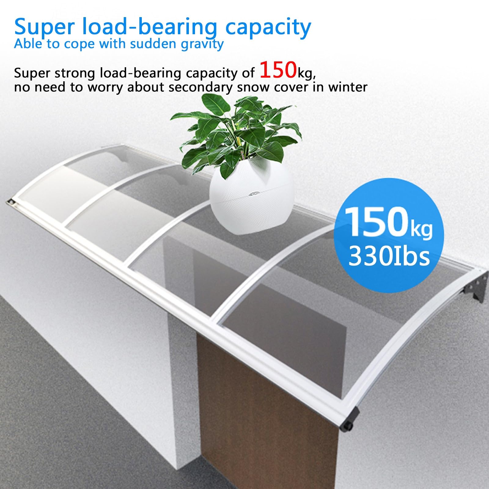 **Premium Aluminum Window & Door Awning Canopy - 60x220cm (24x87in) - UV, Rain & Snow Protection with Sturdy Bracket - Perfect for Front Door Overhang, Patio, and Outdoor Shelter**