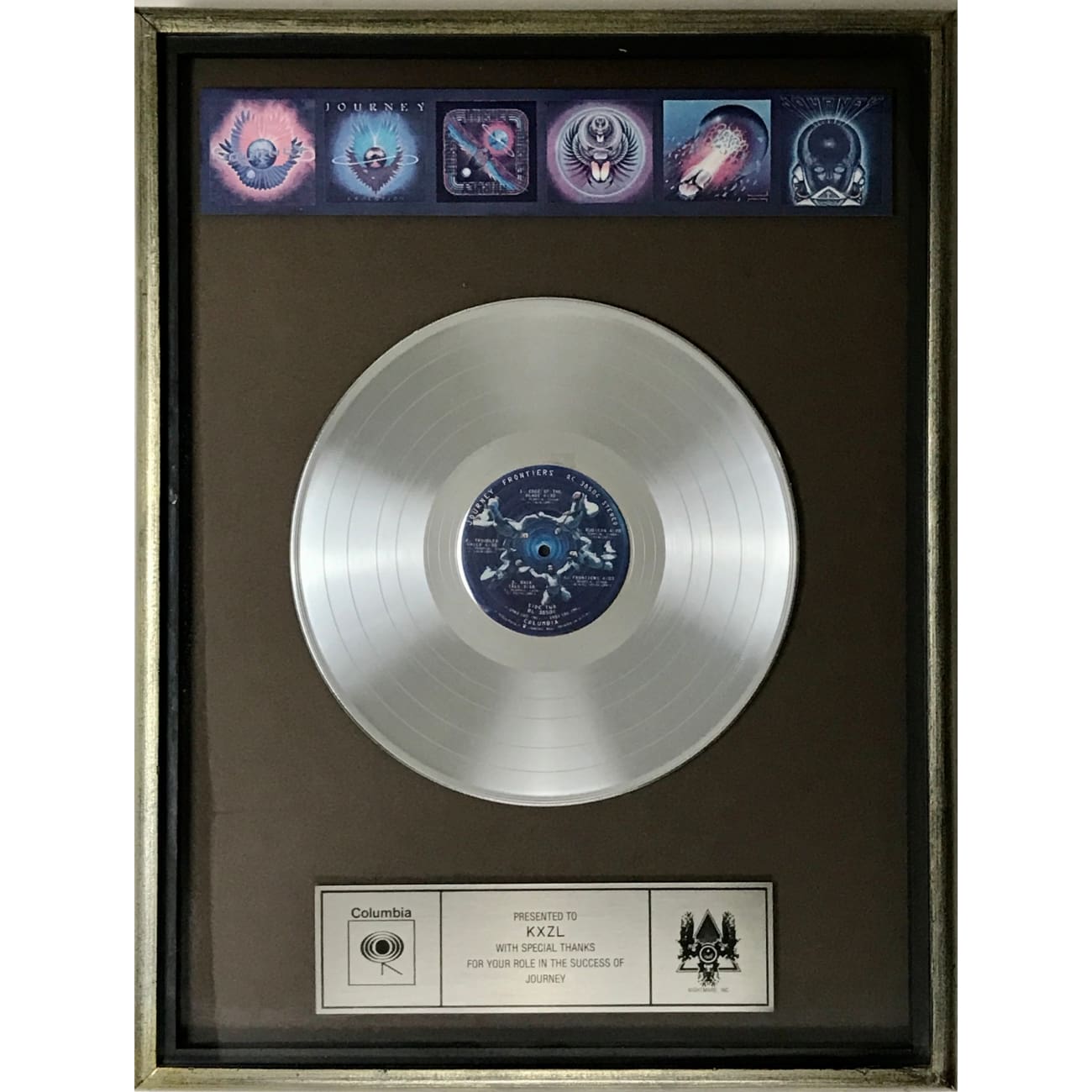 Journey Frontiers Columbia Records Award - Vintage Music Collectible for Fans & Memorabilia Enthusiasts | Perfect for Home Decor, Music Room Displays & Gift Giving
