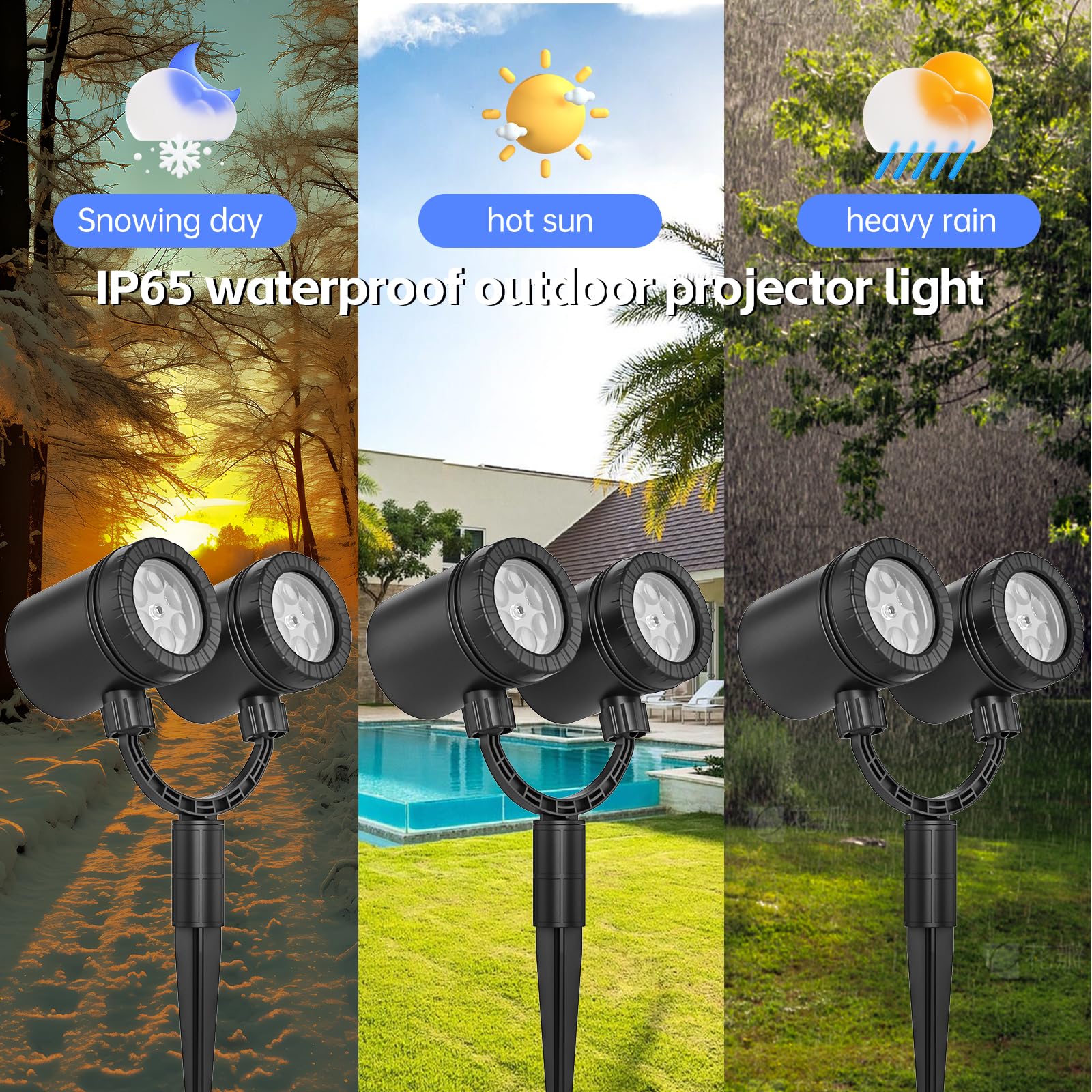 Snowflake Projector Lights Outdoor - Waterproof LED Christmas Lights with Snowfall Effect for Holiday Decorations - Perfect for Christmas Tree, Yard, and Home Decoration [LL-049-03]