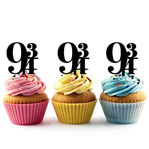 TA1138 Harry Potter Inspired Platform 9 3/4 Silhouette Acrylic Cupcake Toppers - 10pcs for Wedding, Birthday Party Decorations | Perfect for Harry Potter Themed Events, Baby Showers & DIY Cake Decorating