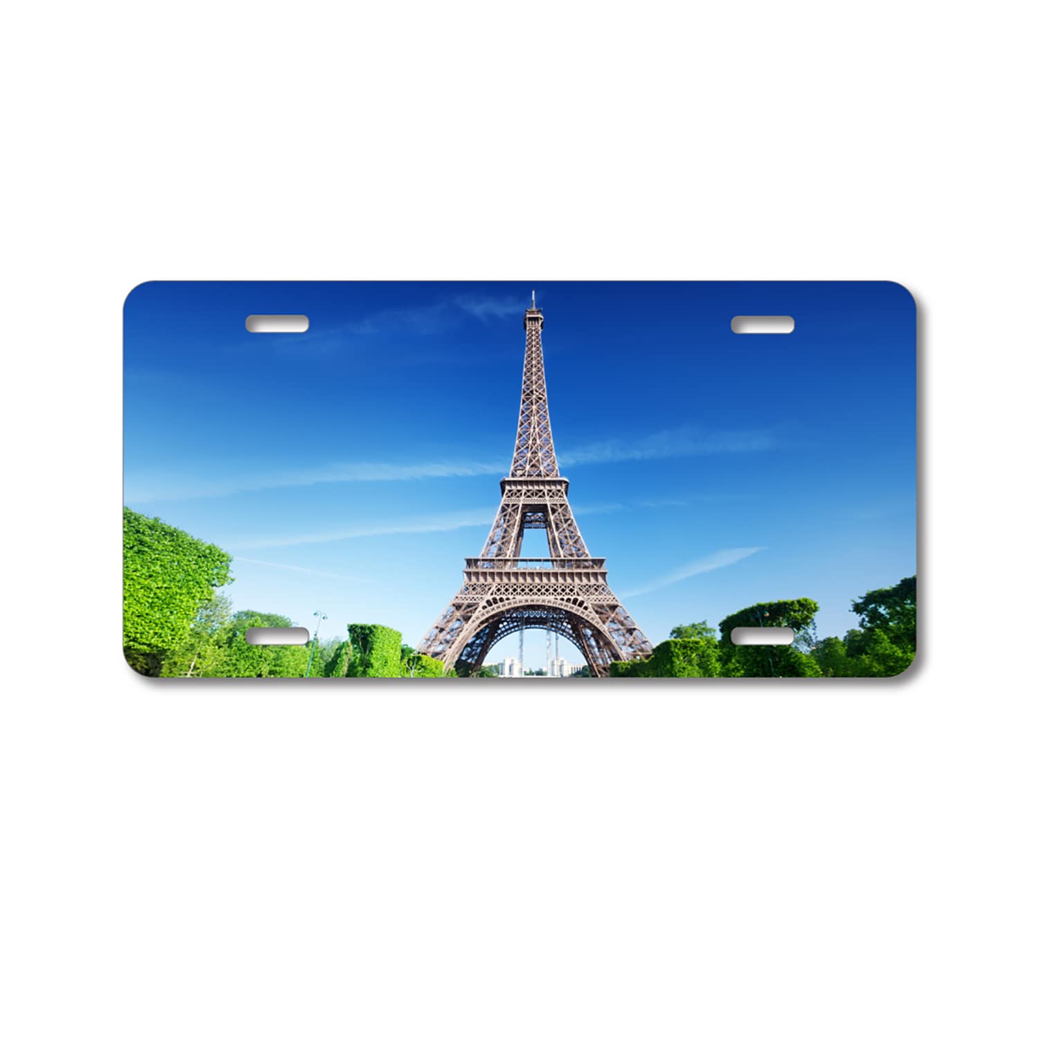 DistinctInk Custom Aluminum Vanity License Plate for Car Front - Eiffel Tower Paris Design | Perfect for Car Enthusiasts, Paris Lovers & Unique Vehicle Decoration