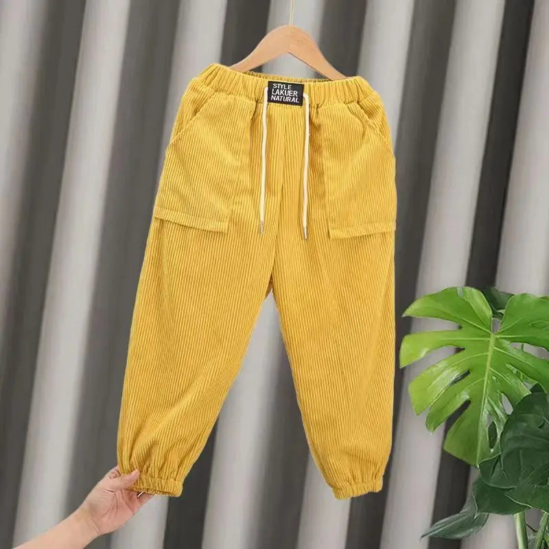 Kids Corduroy Velvet Pants - High Waist Thick Warm Winter Trousers for Girls & Boys | Harajuku Fashion Cute Outfit for School, Play & Holiday
