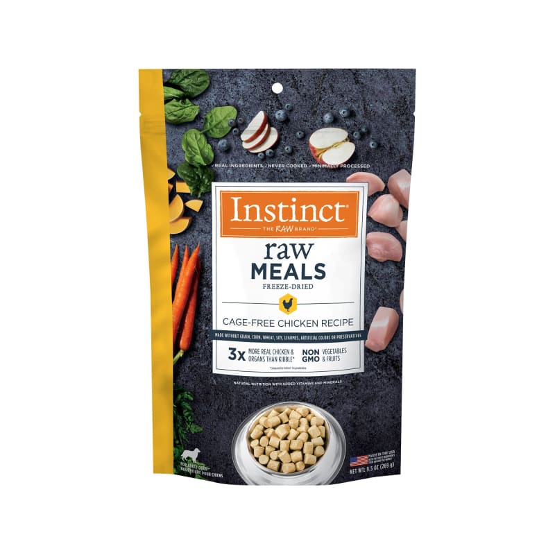 Instinct Freeze Dried Raw Grain-Free Chicken Recipe Dog Food - 9.5oz | High Protein Natural Kibble for Small & Large Dogs | Perfect for Training, Travel & Outdoor Adventures