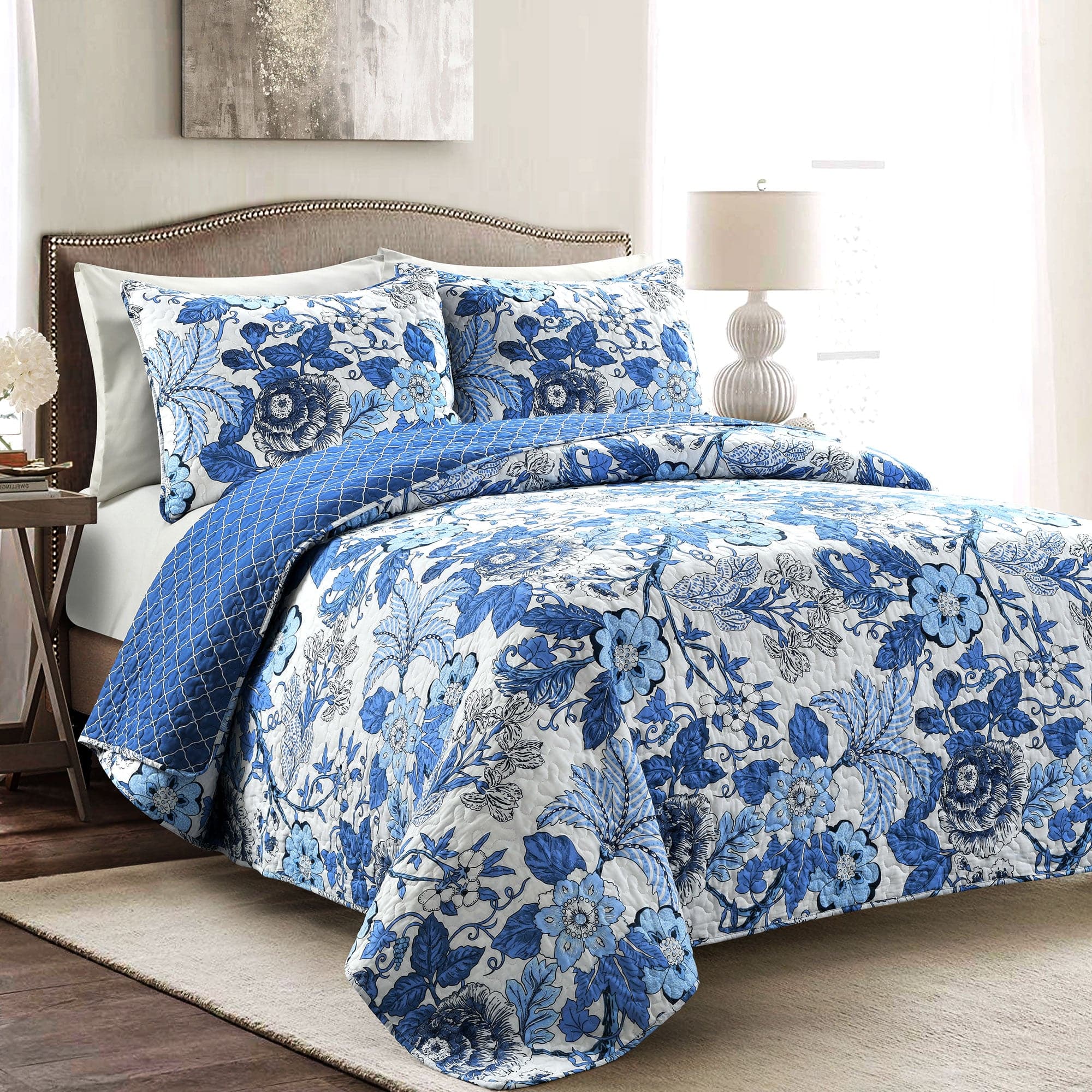 Sydney 3 Piece Quilt Set - Queen Size Bedding Set with Soft Microfiber, Lightweight & Breathable - Perfect for All Seasons, Home Decor & Guest Room