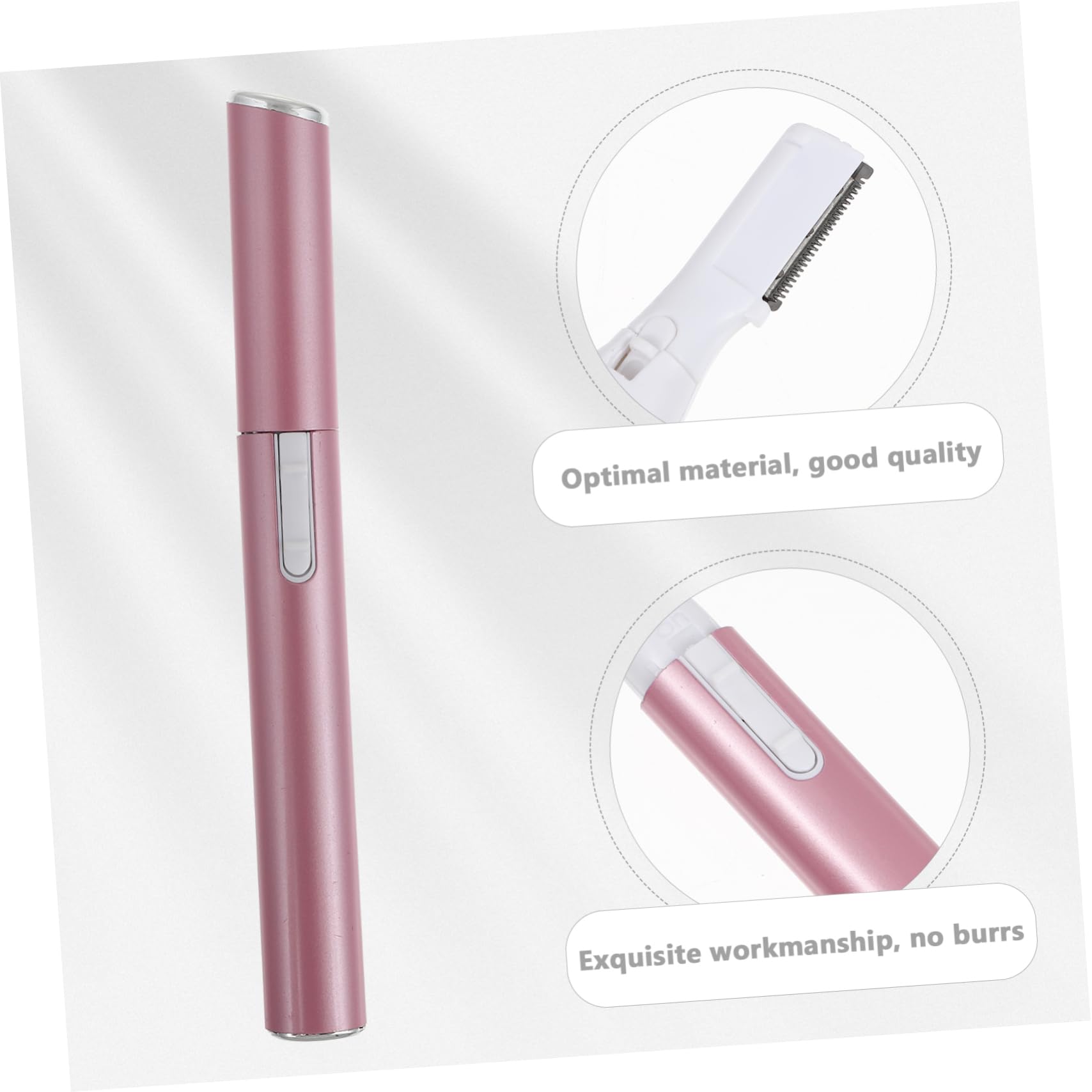 FRCOLOR Electric Eyebrow Trimmer & Facial Hair Remover - Rechargeable Eyebrow Razor for Women & Men, Painless Hair Removal Tool with Pink Aluminum Body - Perfect for Eyebrow Shaping, Upper Lip & Facial Hair Trimming at Home or Travel