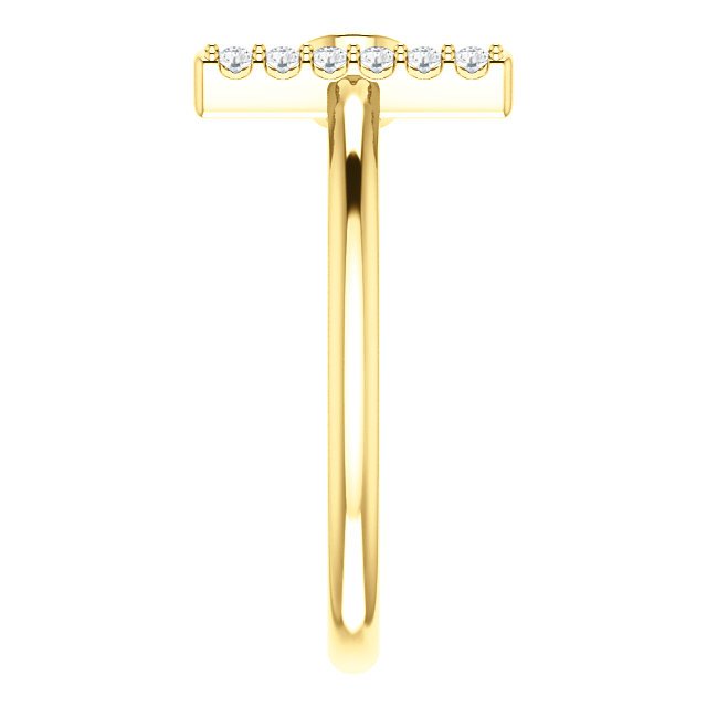14K Gold 0.13ct Peridot & 0.05ct Diamond Bezel Bar Ring - Elegant Stackable Jewelry for Everyday Wear & Special Occasions