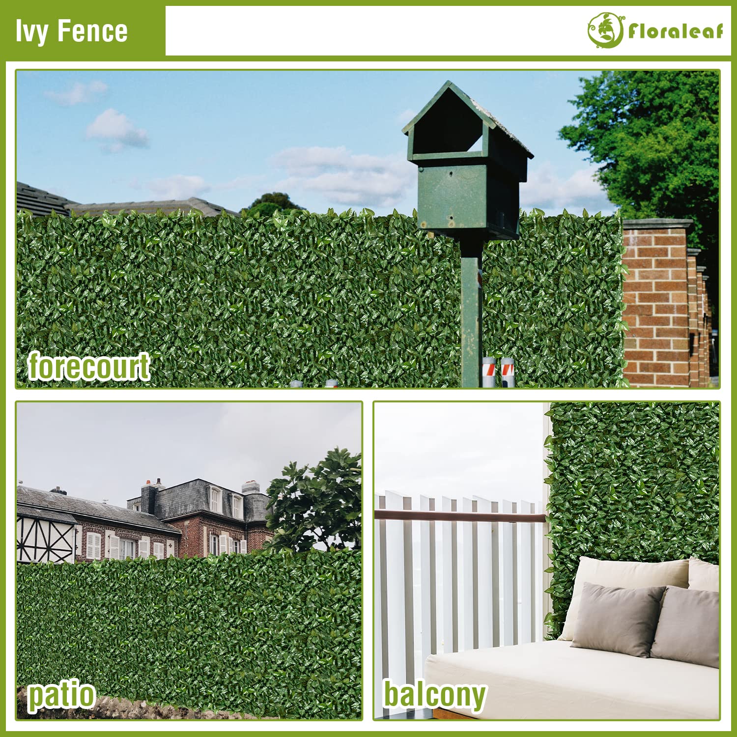 Artificial Ivy Privacy Fence Screen 39''x360'' - Realistic Fake Hedge Leaf & Faux Vine Wall Cover for Outdoor Garden, Yard, Patio, Balcony | UV Resistant, Weatherproof Decor for Privacy, Shade & Aesthetic Enhancement