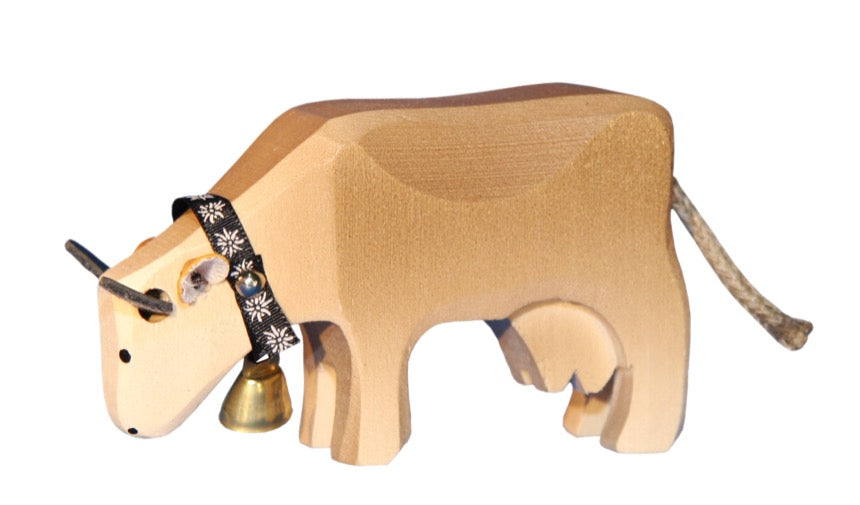 Marc Trauffer Traditional Swiss Cow Figurine - Handmade Wooden Decor for Home & Office - Perfect for Farmhouse, Alpine, and Swiss-Themed Decorations