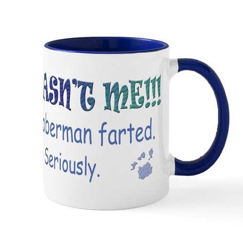 White/Navy Inside - Doberman Mugs