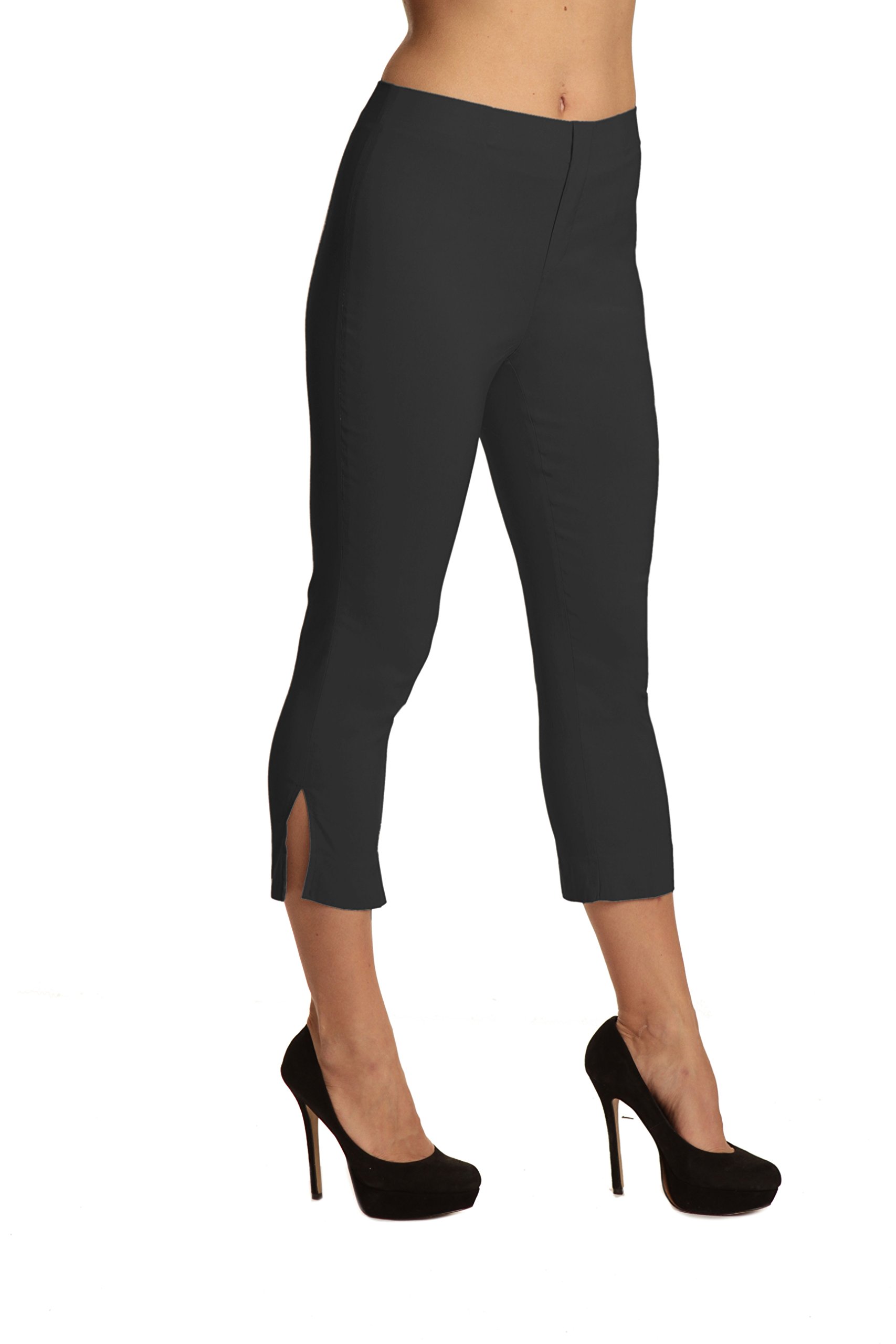 Lior Paris Women's Straight Leg Capri Pants - Slimming & Shaping High Waist Stretch Fabric for Work, Casual & Travel