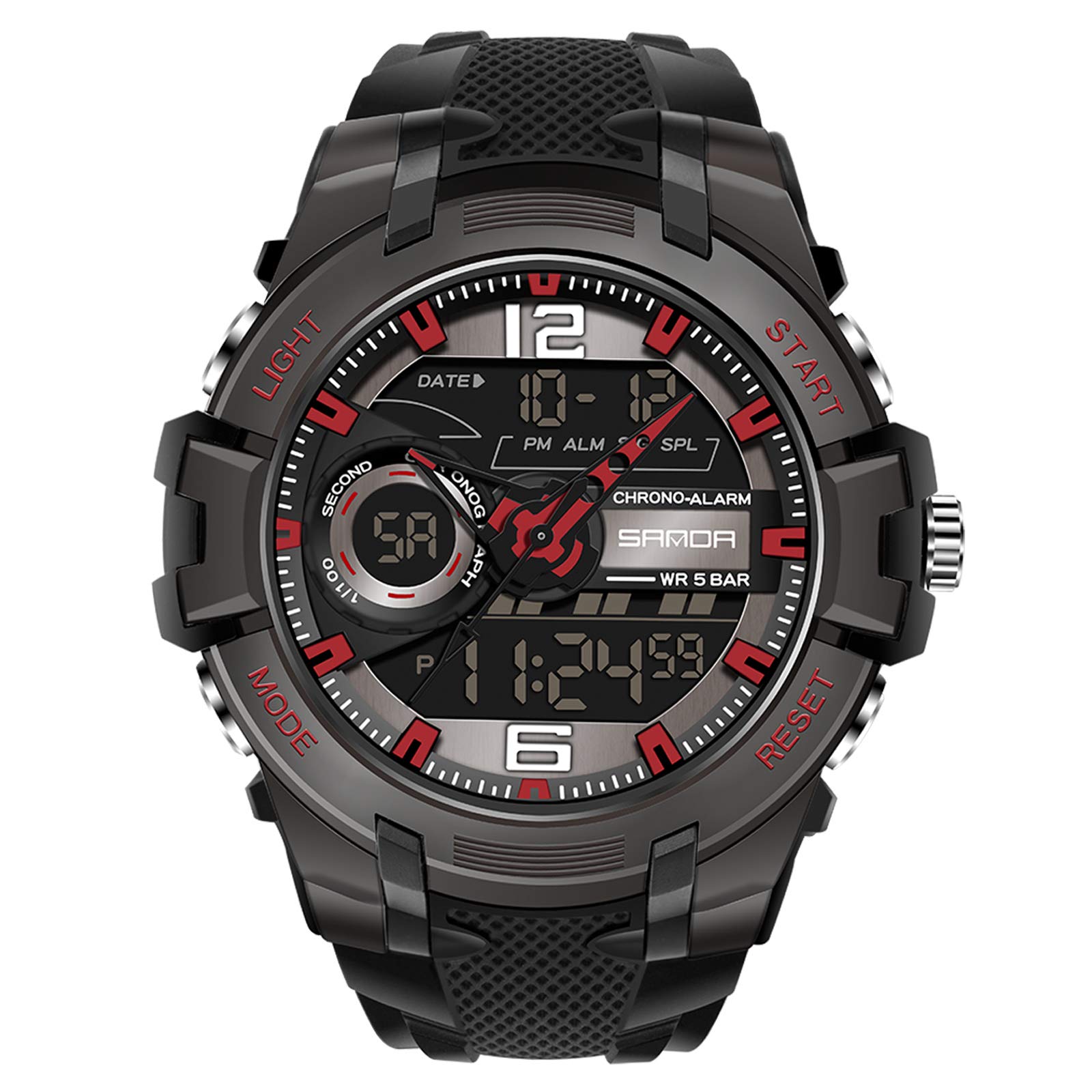 RORIOS Men's Digital Sports Watch - Waterproof Chronograph Quartz Wristwatch with Alarm, Timer & Multifunction for Running, Gym, Outdoor Activities & Daily Wear