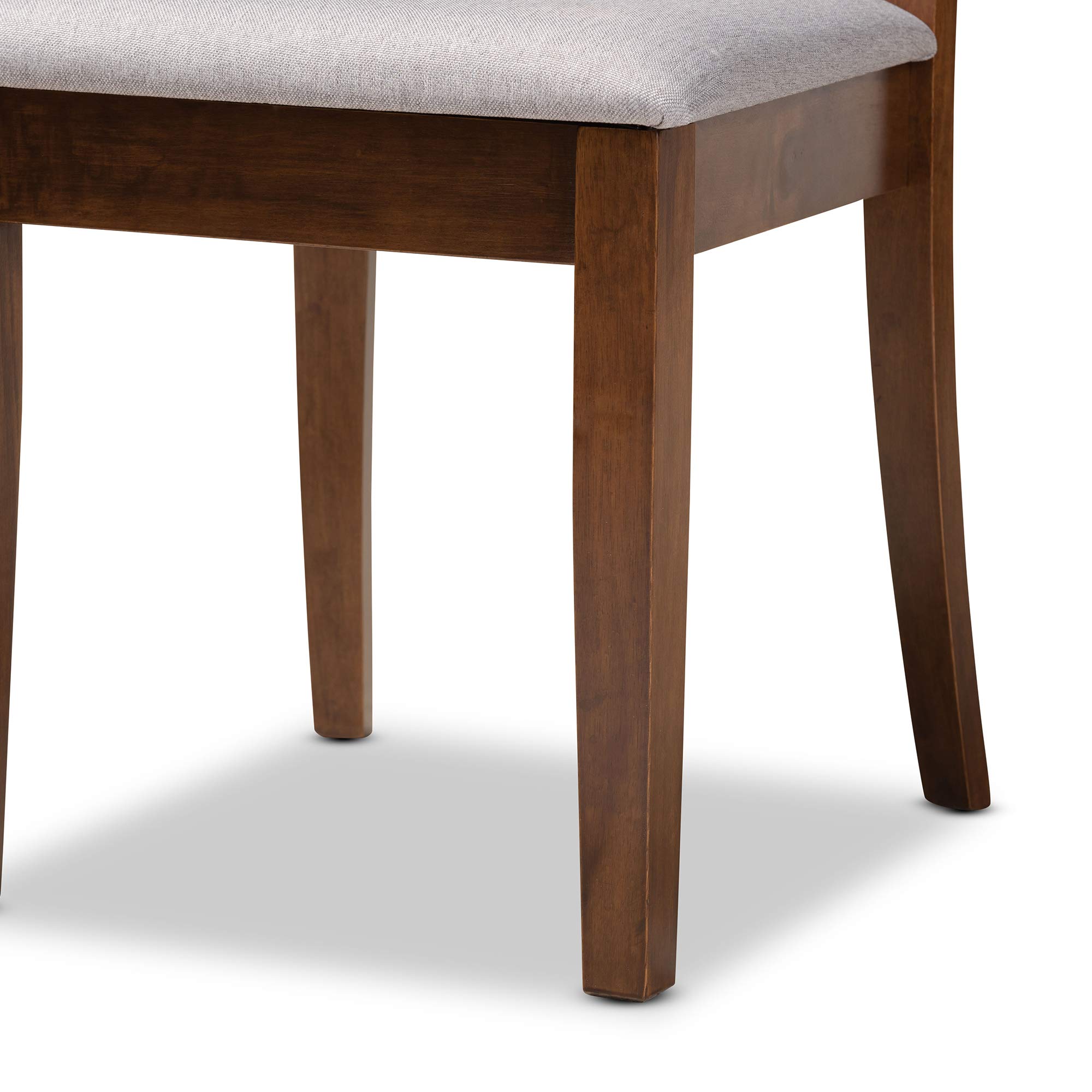 Baxton Studio Minette 2-Piece Dining Chair Set - Grey Fabric Upholstered with Walnut Brown Wood Finish - Modern Kitchen & Dining Room Furniture for Home Decor