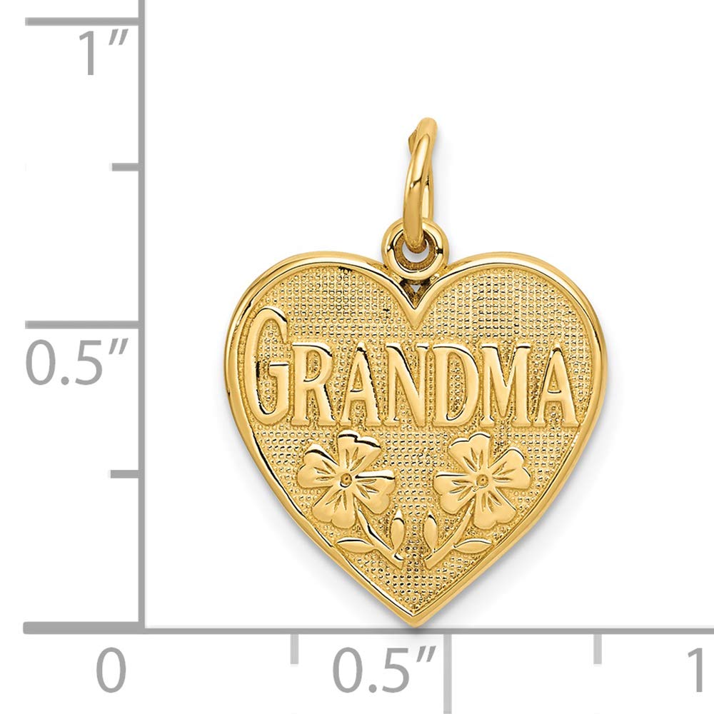 14K Yellow Gold Grandma Heart Charm - FJC Finejewelers | Elegant Memorial Jewelry for Grandmothers, Perfect for Gifts & Keepsakes