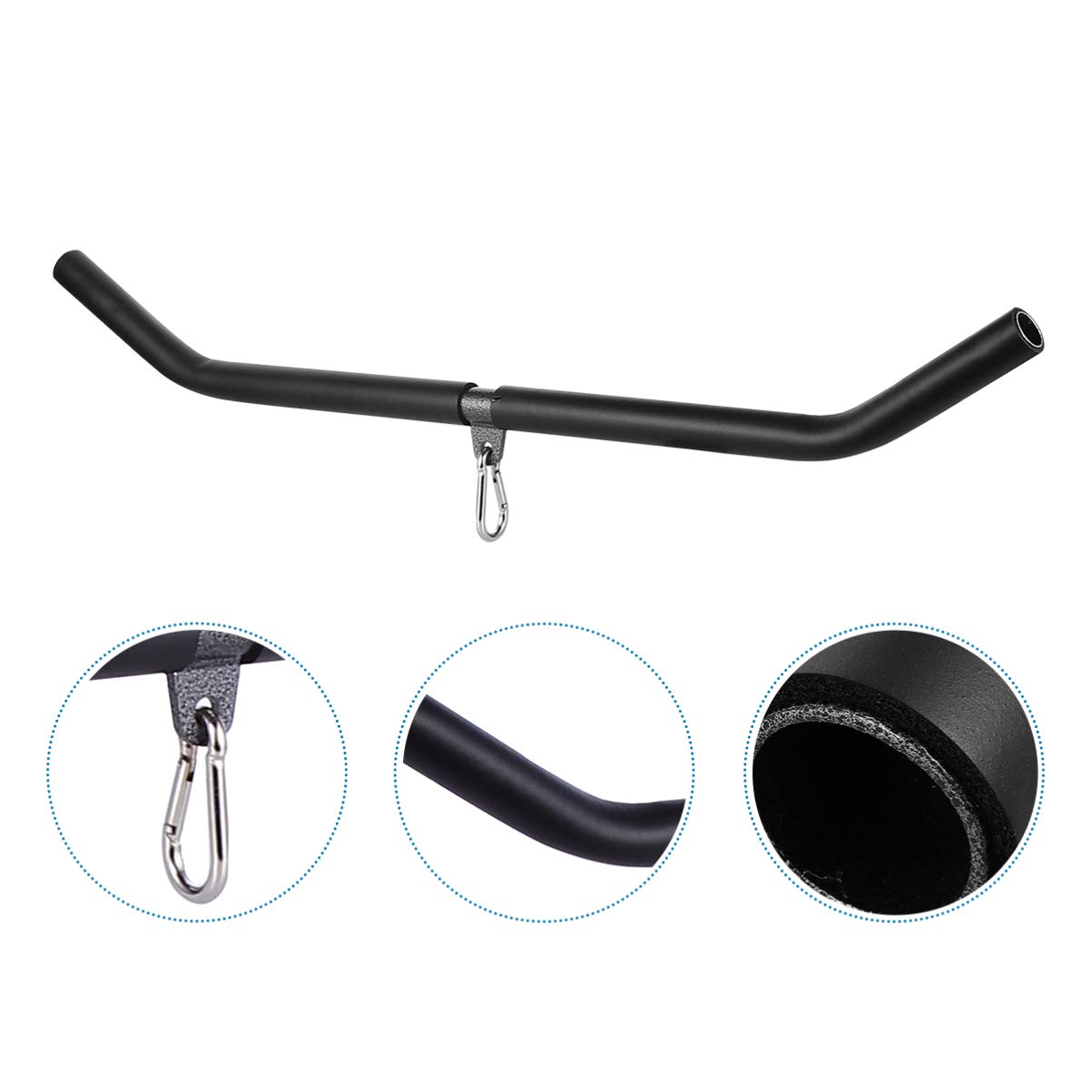 BESPORTBLE Heavy Duty Tension Rod Curl Bar - Steel Gym Cable Attachment for Home & Commercial Fitness Equipment - Perfect for Bicep Curls, Chest Expander Workouts & Strength Training Accessories