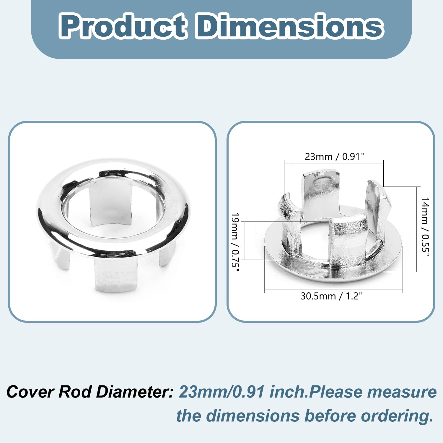 Yinpecly Plastic Sink Overflow Cover - Hollow Basin Trim, Round Hole Caps Insert (6pcs, Silver Tone) for Kitchen & Bathroom - Perfect for Home, Shopping Malls & Commercial Use
