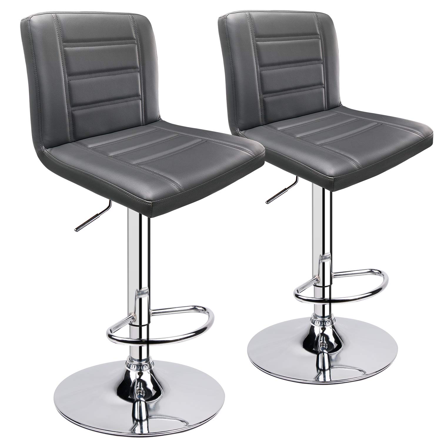 Modern Adjustable Swivel Bar Stools Set of 2 with Back - Leopard Print Grey Counter Height Stools for Kitchen Island, Bar, or Breakfast Nook
