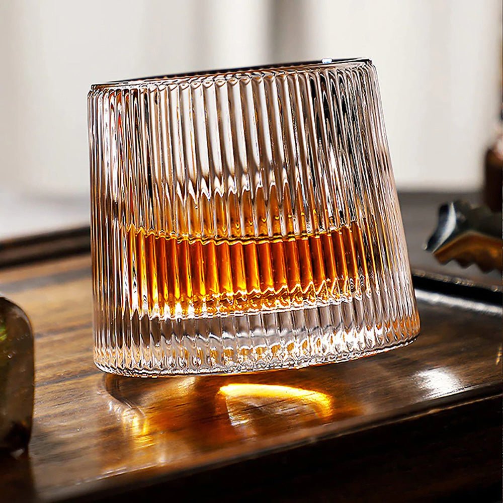 Vintage Ribbed Drinking Glasses - Set of 4 Old Fashioned Whiskey Tumbler Glasses for Bourbon, Scotch & Cocktails - Perfect for Home Bar, Dinner Parties & Gifts