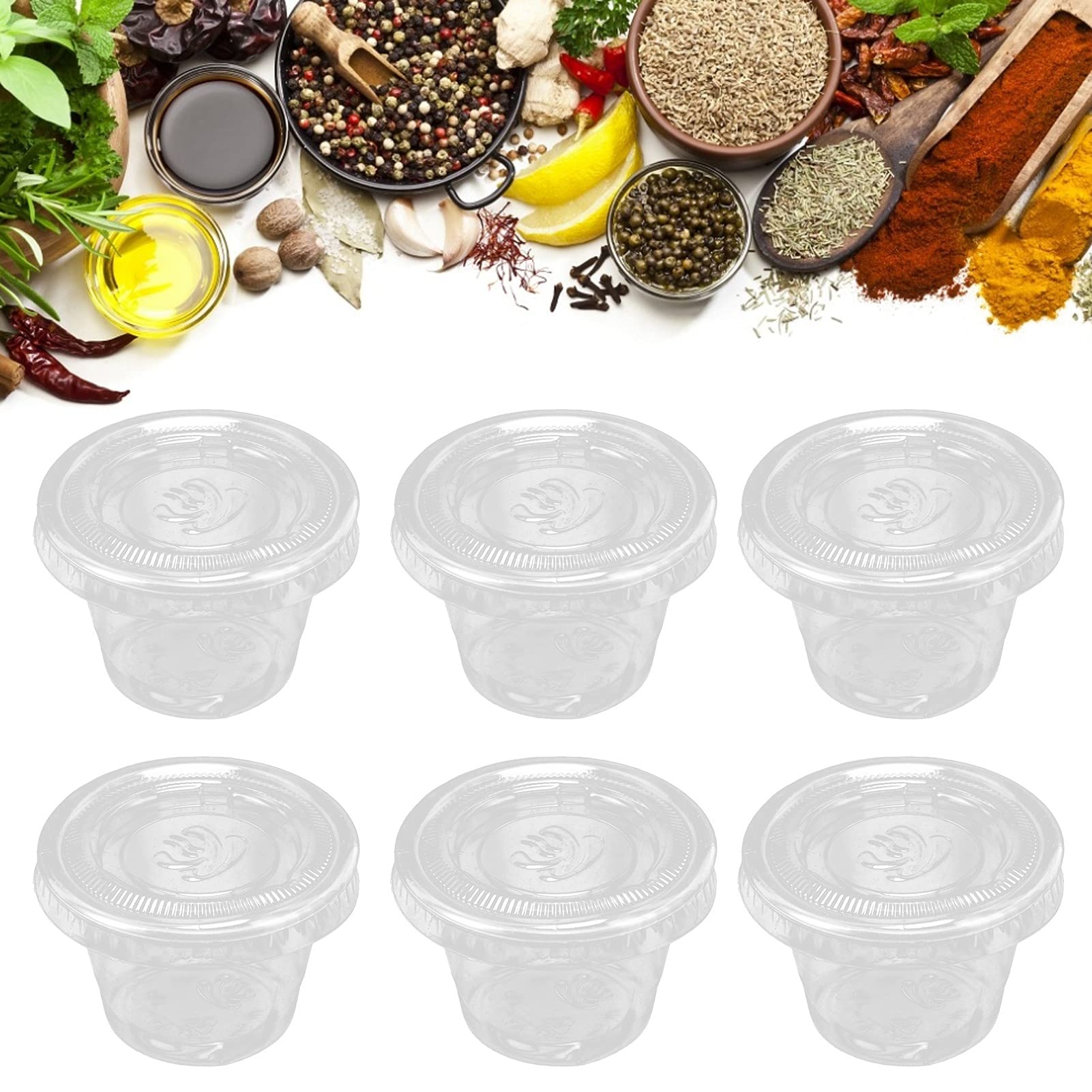 100-Pack 1 oz Clear Plastic Portion Cups with Lids - Disposable Jello Shot & Condiment Containers for Sauce, Pudding, Dipping - Perfect for Parties, Catering, Restaurants & Home Use