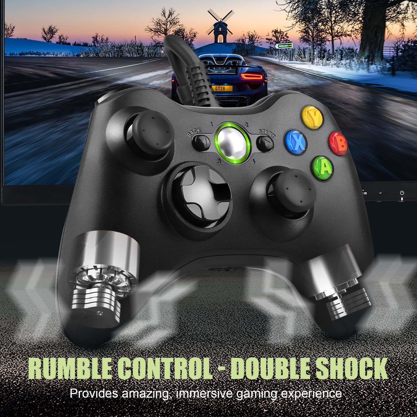 Xbox 360 & PC Wired USB Controller - Compatible with Windows 10/8/7/XP - Ergonomic Gamepad Joystick for Gaming, Streaming & Retro Gaming Sessions