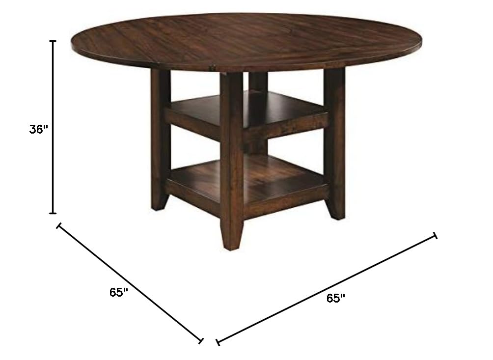 Furniture of America Nith Wood Drop-Leaf Counter Height Dining Table - Brown Cherry Finish - Perfect for Small Spaces, Breakfast Nooks & Kitchen Extensions
