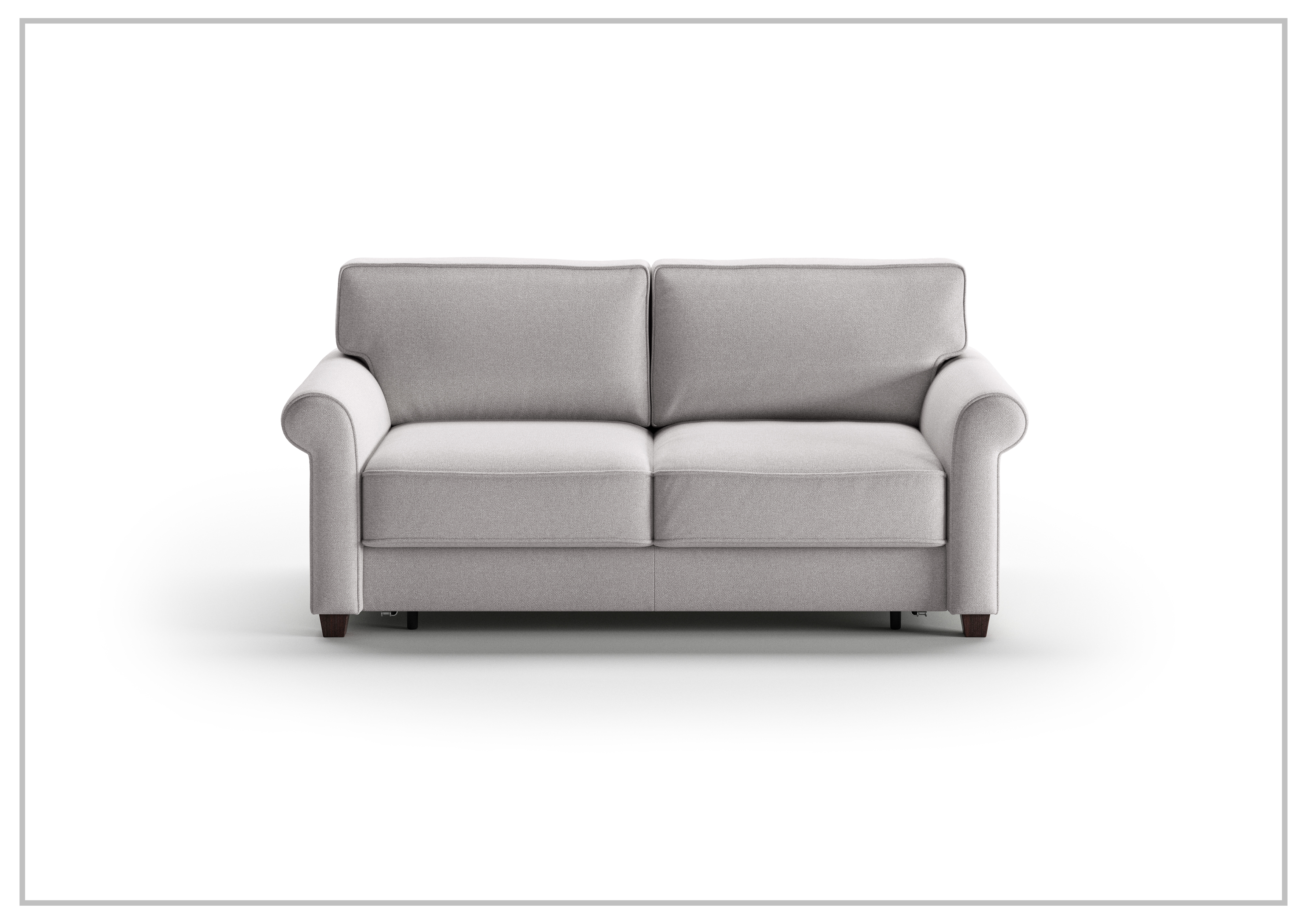 Luonto Casey Fabric Full XL Sleeper Sofa Bed with Walnut Leg Finish - Perfect for Guest Rooms, Small Apartments & Cozy Living Spaces