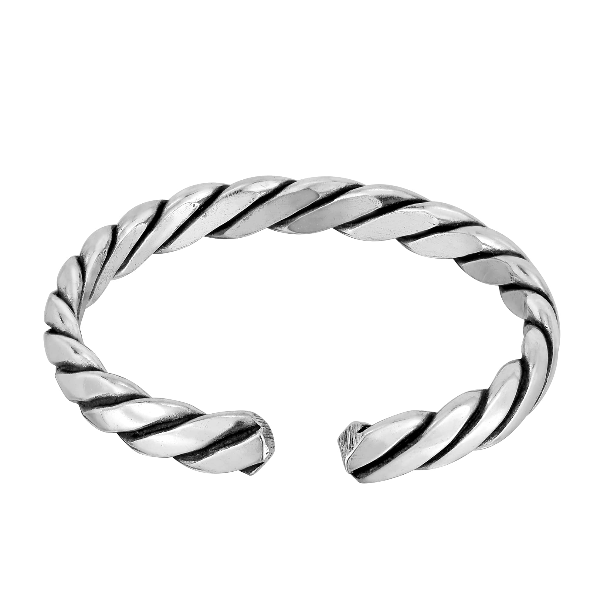AeraVida Adjustable Spiral Twisted Band Sterling Silver Toe Ring for Women | Pinky Ring | Elegant Everyday Jewelry | Perfect for Beach, Yoga & Summer Outfits