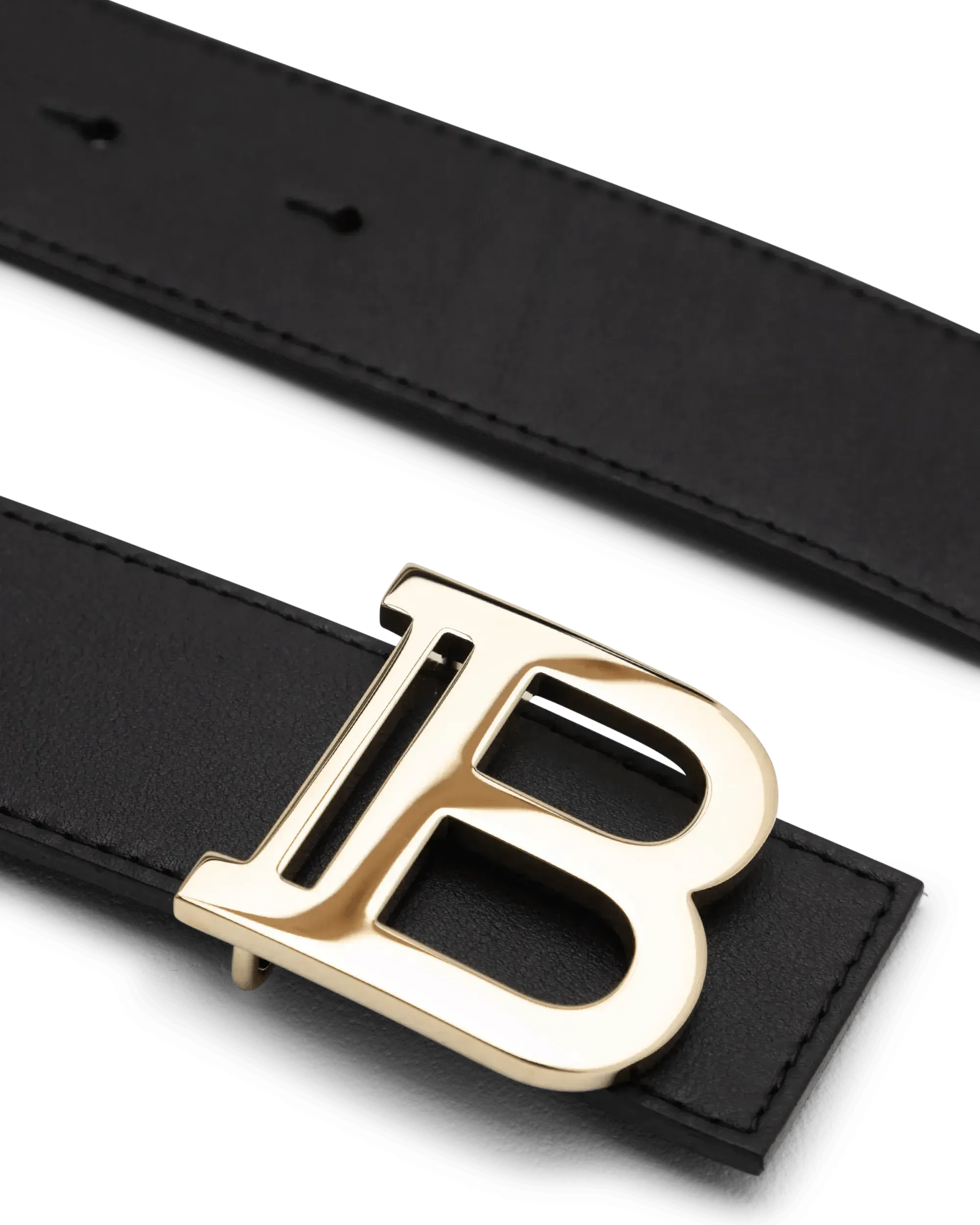B Logo Leather Belt for Men - Premium Genuine Leather Dress Belt with Classic B Monogram Buckle - Perfect for Business, Casual & Formal Wear