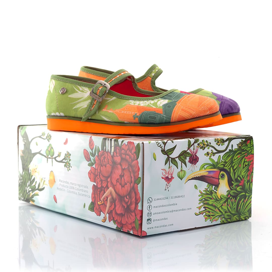 Medellín Primaveral Macondas® Women's Illustrated Mary Jane Shoes - Comfortable & Stylish Flats for Casual Wear, Office & Special Occasions
