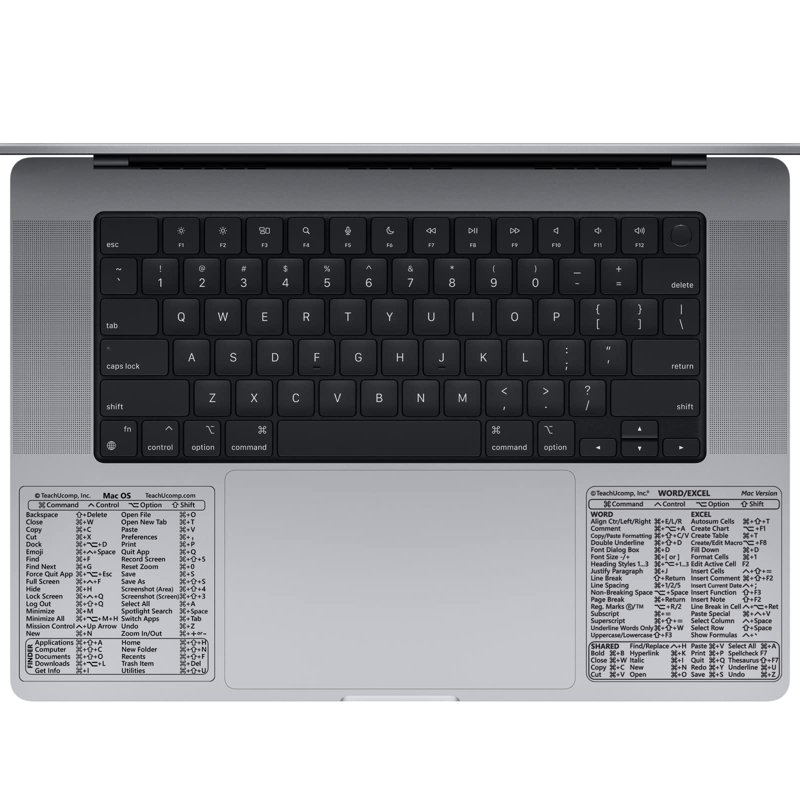 TEACHUCOMP Keyboard Shortcuts Sticker for Mac OS - Vinyl Laminated Cheat Sheet for Microsoft Word & Excel (Mac/MacBook) - No-Residue Adhesive Training Aid - Perfect for Office Work & Productivity Boost