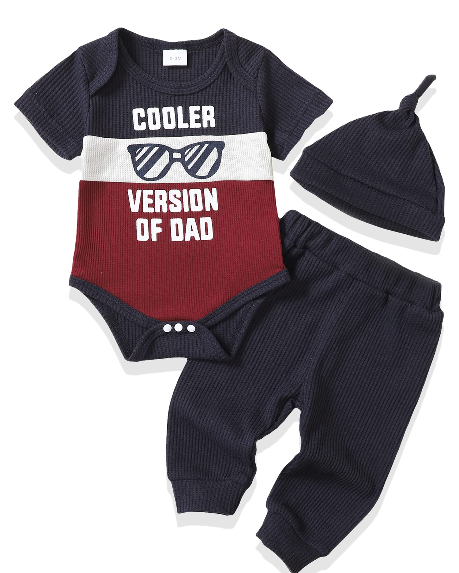 NZRVAWS Baby Boy Clothes Set - Newborn Letter Print Romper with Long Pants & Hat | 3-Piece Outfit for Infants & Toddlers | Perfect for Photos, Parties & Everyday Wear