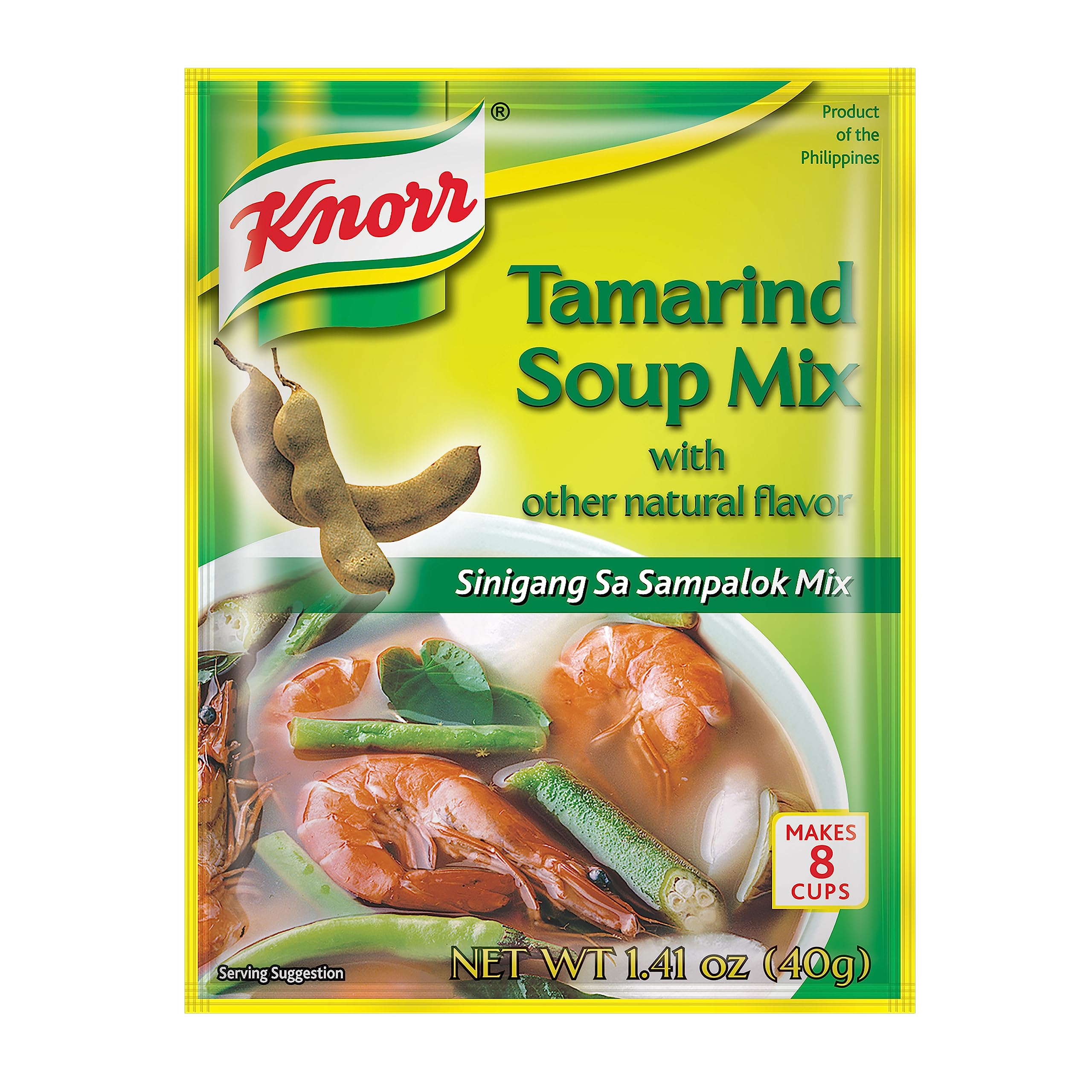 Knorr Tamarind Soup Mix (Sinigang sa Sampalok Mix) 1.41oz (40g) 2-Pack - Authentic Filipino Sour Soup Base for Sinigang, Seafood & Vegetable Dishes | Quick & Easy Meal Solution