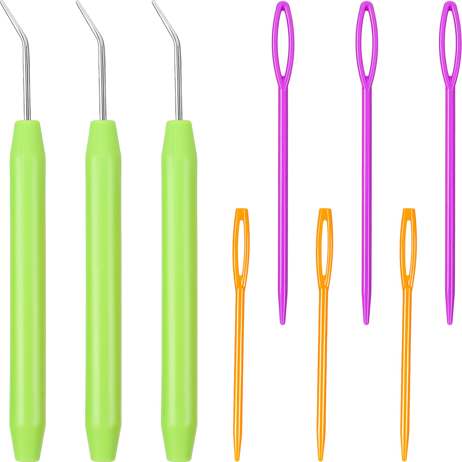 Willbond Crochet Needle Set - 9pcs Rubber Handle Knitting Hooks for Crafting & Sewing