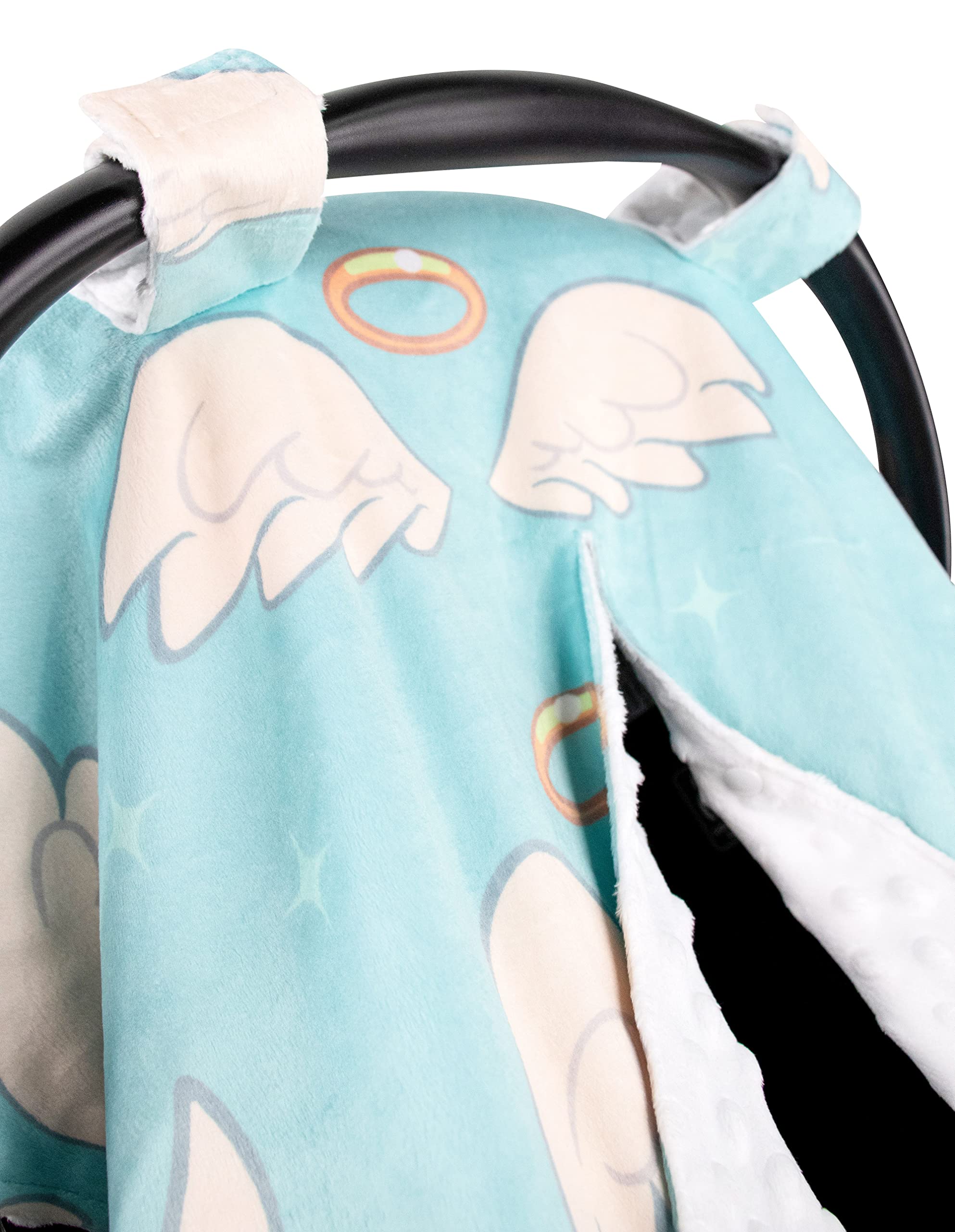 Premium Baby Car Seat Cover - Soft Minky Fabric, Angel Wings Design, 40