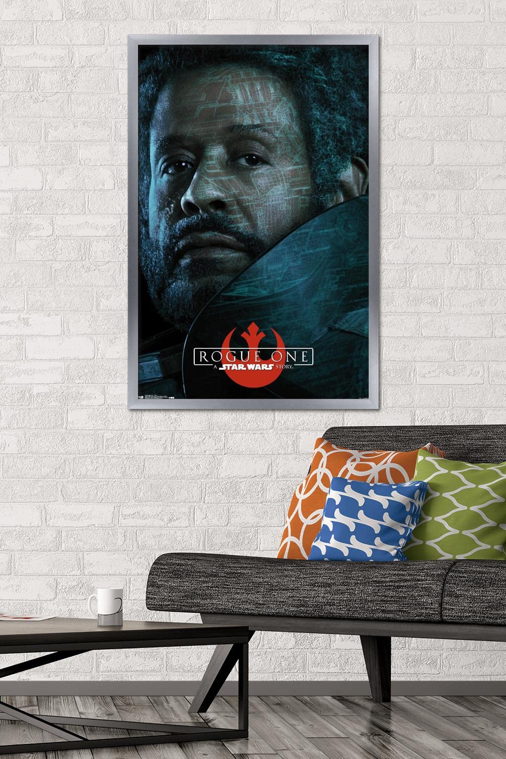 Star Wars Rogue One Saw Gerrera Wall Poster 22.375 x 34 Inches - Silver Framed Movie Art Print for Home Theater, Game Room & Office Decor