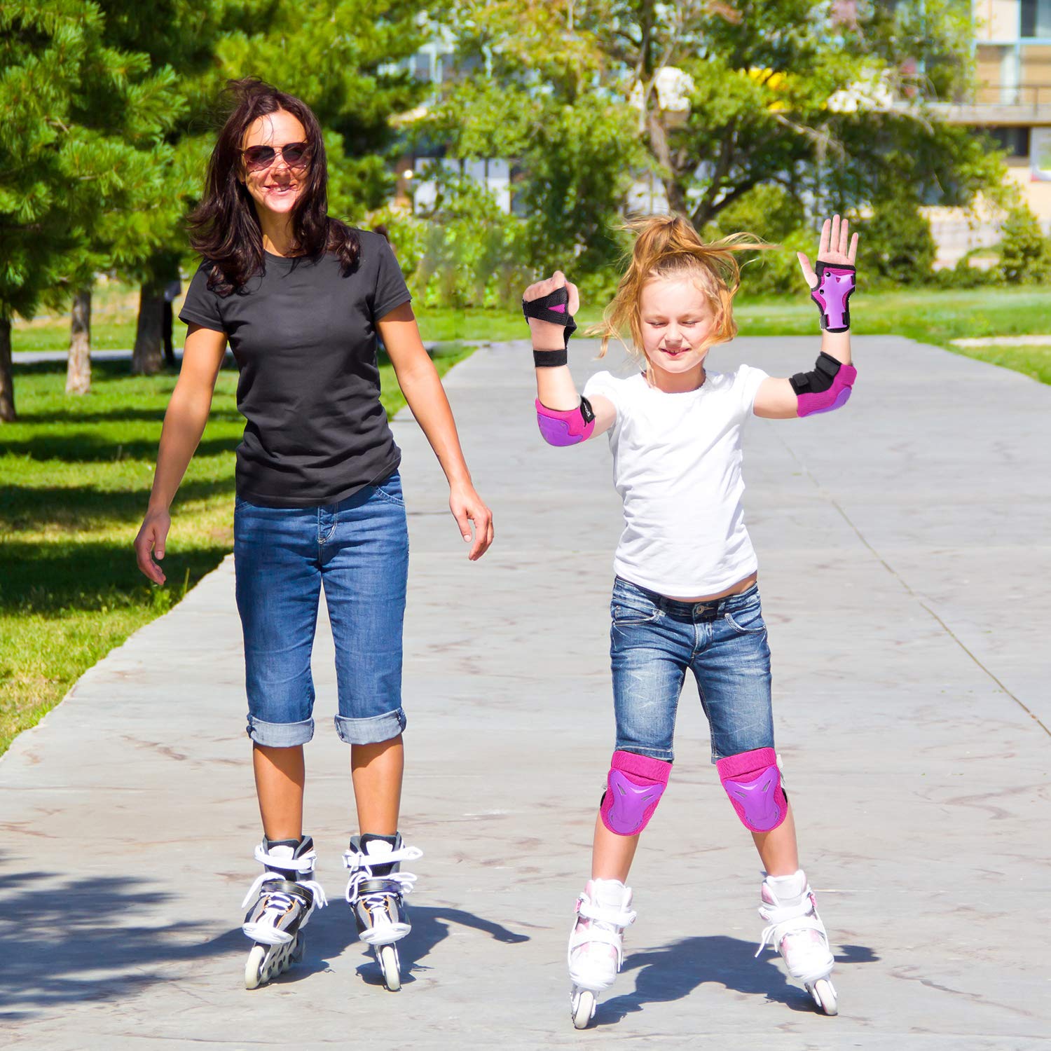 Adult/Youth/Kids Knee Pads Elbow Pads Wrist Guards Protective Gear Set - Safety Pads for Skateboarding, Cycling, Roller Skating, BMX, Scooter & Extreme Sports - Perfect for Outdoor Activities & Sports Enthusiasts