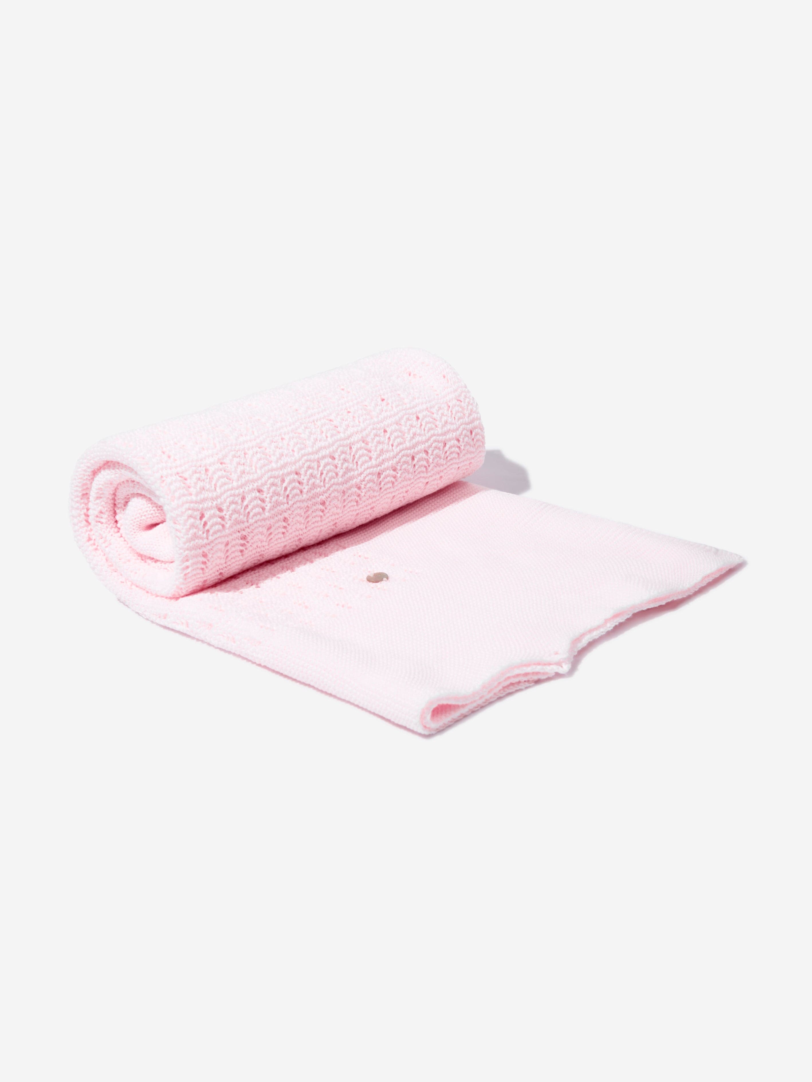Soft Pink Baby Girls Cotton Knit Blanket - 106cm (42