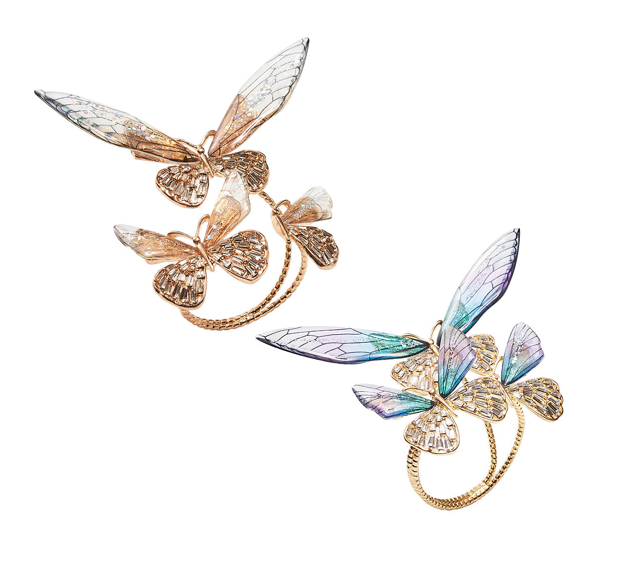 Elegant Flutter Napkin Rings Set of 4 - Gold Silver Rose Gold Wedding Dinner Party Tableware Decor - Perfect for Holiday Gatherings, Bridal Showers & Fine Dining