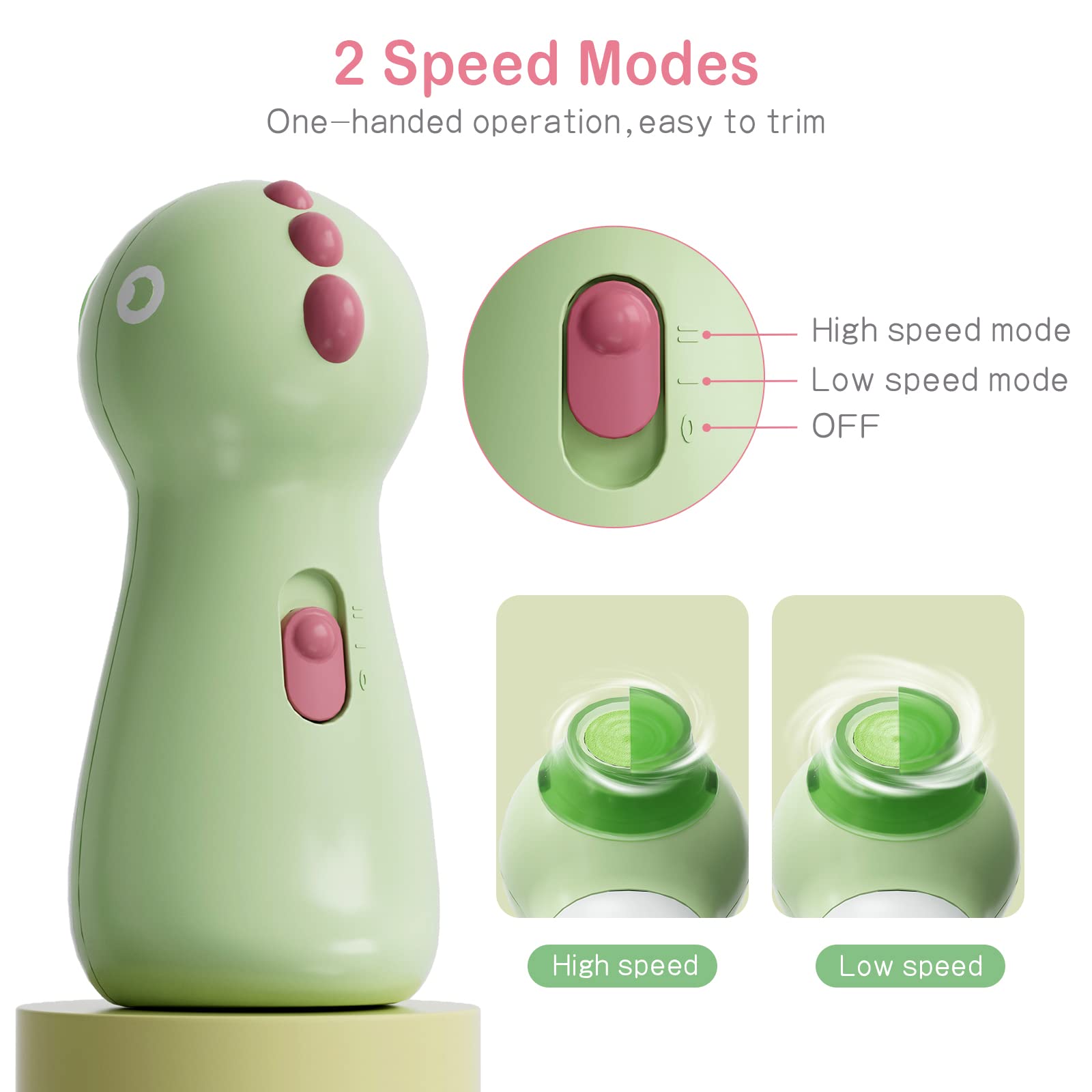 Electric Baby Nail Trimmer with LED Light & Grinding Cover - Safe Nail Clippers for Newborns, Infants, Toddlers & Adults - Toe & Fingernail Care Kit with 10 Grinding Heads - Perfect for Gentle At-Home Manicures & Pedicures
