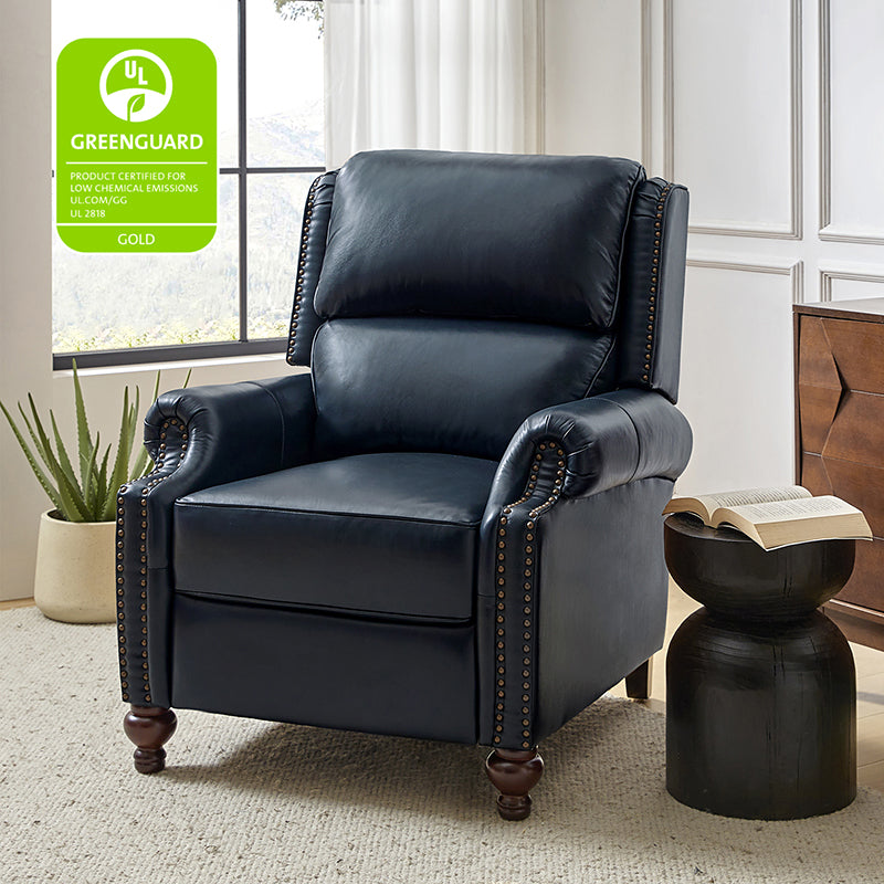 Mid Century Modern Genuine Leather Recliner Chair - Consuela Handcrafted Lounge Chair for Living Room, Office & Home Theater