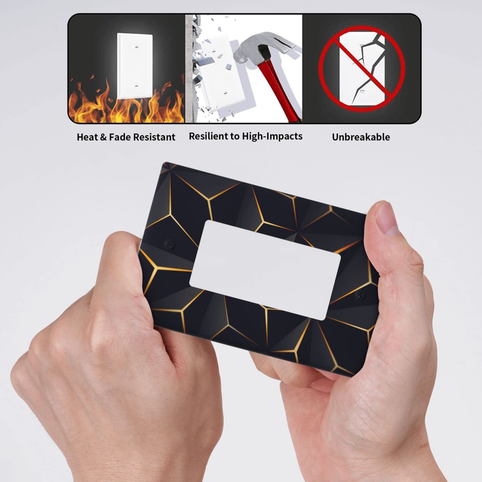 Modern Abstract Diamond Pattern Light Switch Cover - Single Rocker Wall Plate for Bedroom, Kitchen & Home Decor - 1 Gang Switch Plate Faceplate (4.50