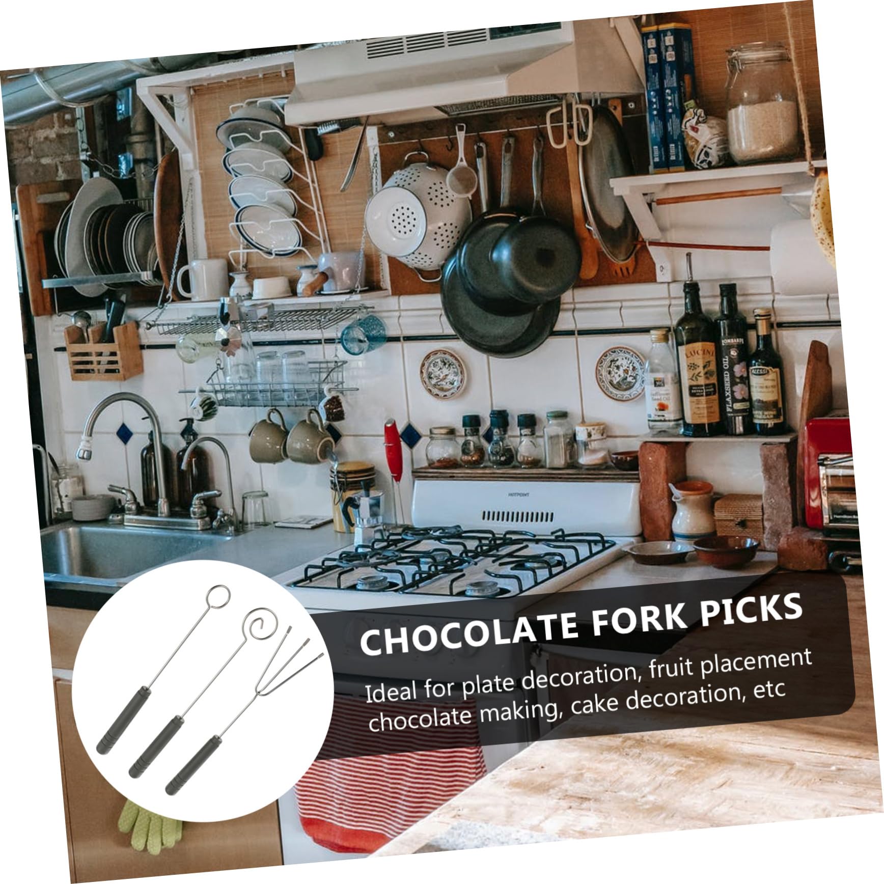 3-Piece Stainless Steel Fondue Forks Set - Heat-Resistant Chocolate & Cheese Dipping Forks with Ergonomic Handle for Melting Pots, Baking, Parties - Smooth Surface Easy Clean (Ideal for Valentine's Day & Family Gatherings)