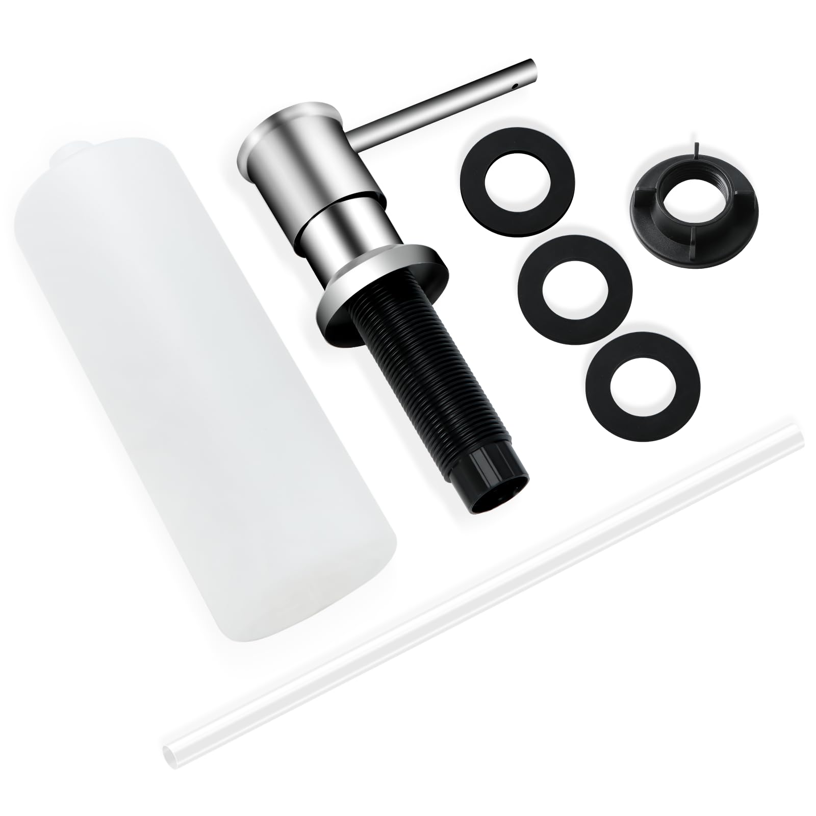 Stainless Steel Chrome Soap Dispenser for Kitchen Sink - 17oz Top Refillable Countertop Dispenser | Perfect for Bathroom, Kitchen, or Office Use