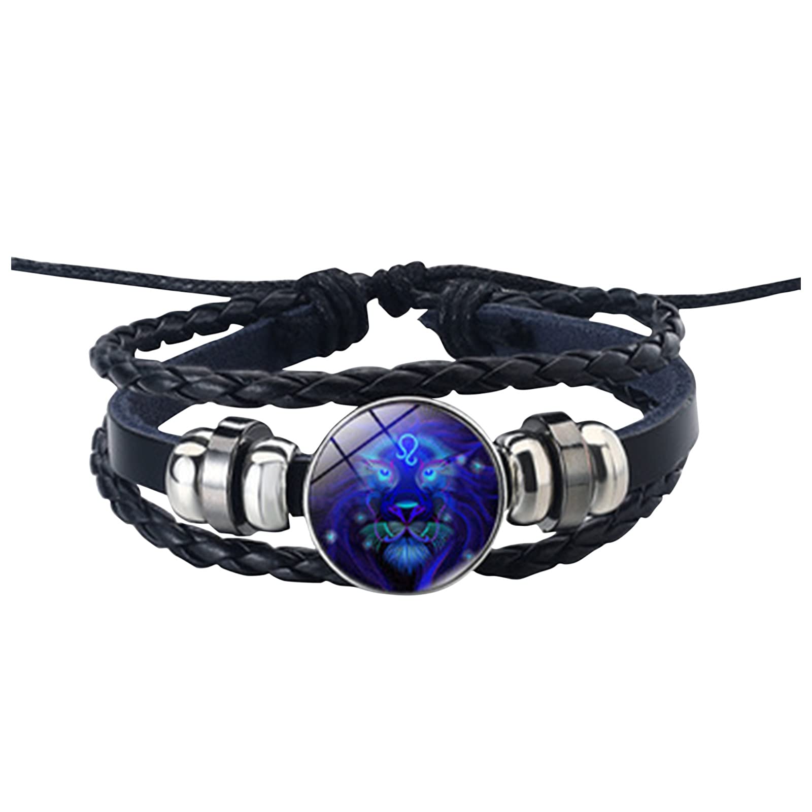 Stylish Women's Constellation Leather Bracelet Set - 12-Piece Trendy Bracelets & Necklaces for Women & Men - Perfect for Gifts, Parties, and Everyday Fashion (Size D, One Size)