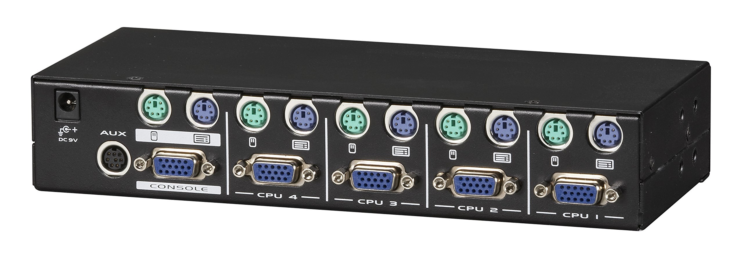 4-Port KVM Switch with VGA & PS/2 - Single Monitor Desktop Black Box Switch for PC & Server Control | Includes Cables | Perfect for Home Office & IT Management