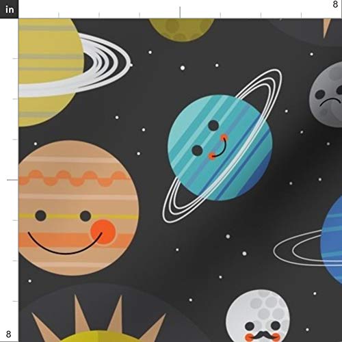 Solar System Space Planets Galaxy Stars Printed Velvet Fabric by Spoonflower - Upholstery, Home Decor & Apparel Material - Perfect for Nursery Decor, DIY Projects & Celestial-Themed Fashion