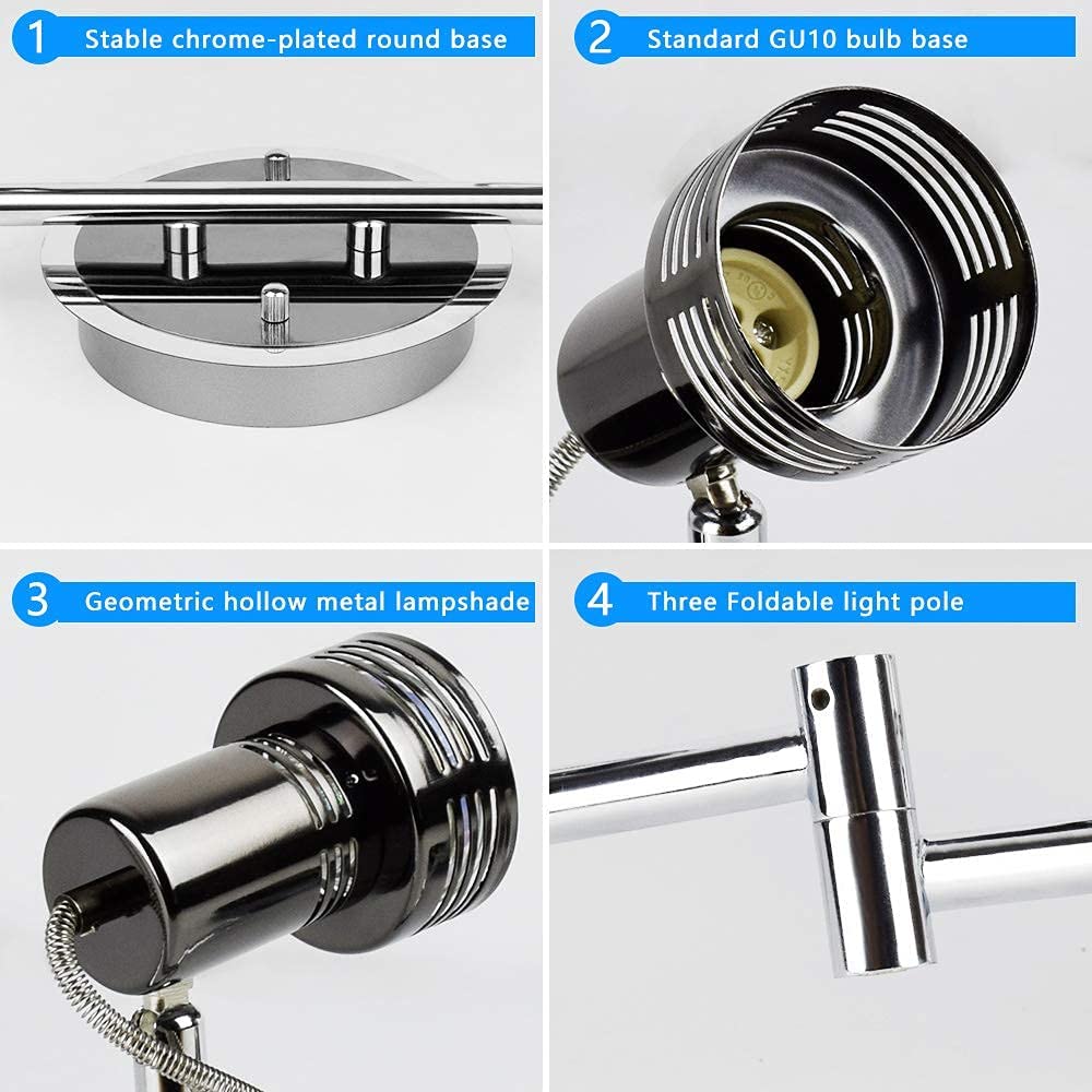 DLLT Modern 6-Light LED Track Lighting Fixture - Adjustable Directional Ceiling Spotlight for Kitchen, Living Room, Dining Room & Office - Flush Mount Foldable Rail System with Rotatable Heads & Swing Arms - Perfect for Task Lighting and Accent Illumination