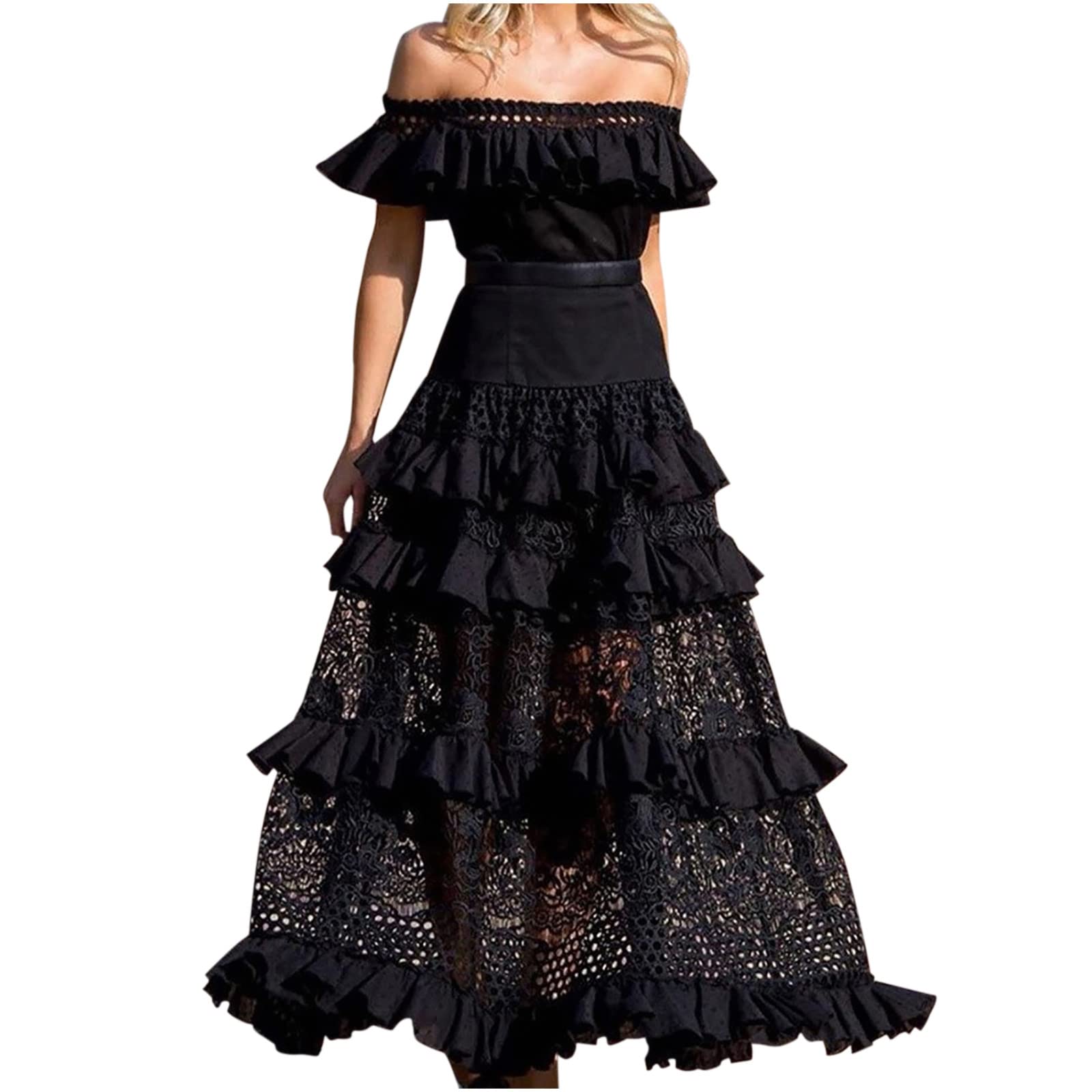 Elegant Off Shoulder Summer Wedding Dress - Hollow Out Sleeveless Maxi Sundress for Women | Perfect for Beach Weddings, Evening Parties & Cocktail Events